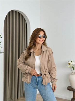 Taş Beli Büzgülü Trenchcoat 6346