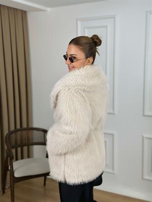 Taş Beli Kemerli Astarlı Kürk Mont 001200