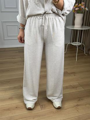 Taş Beli Lastikli Keten Pantolon 5026