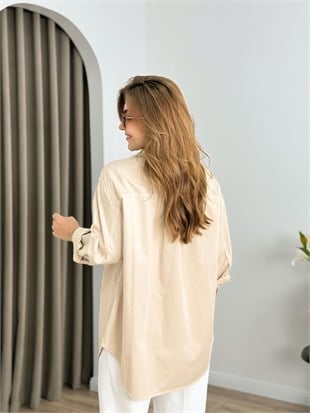 Taş Düğmeli Oversize Gömlek 6082