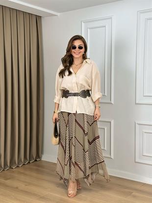 Taş Düşük Omuzlu Oversize Gömlek 4612