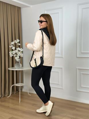 Taş Kapişon Garni Detaylı Kapitone Mont 5841