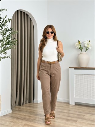 Toprak Beli Kemerli Pantolon 7187