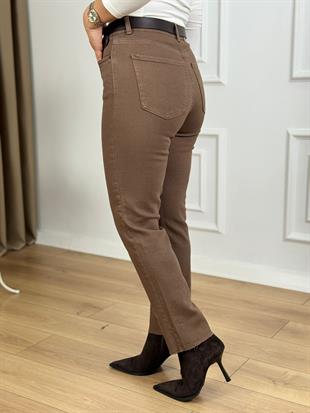 Vizon Yüksek Bel Likralı Toparlayıcı Paçası Kesik Fit Mom Jean 764