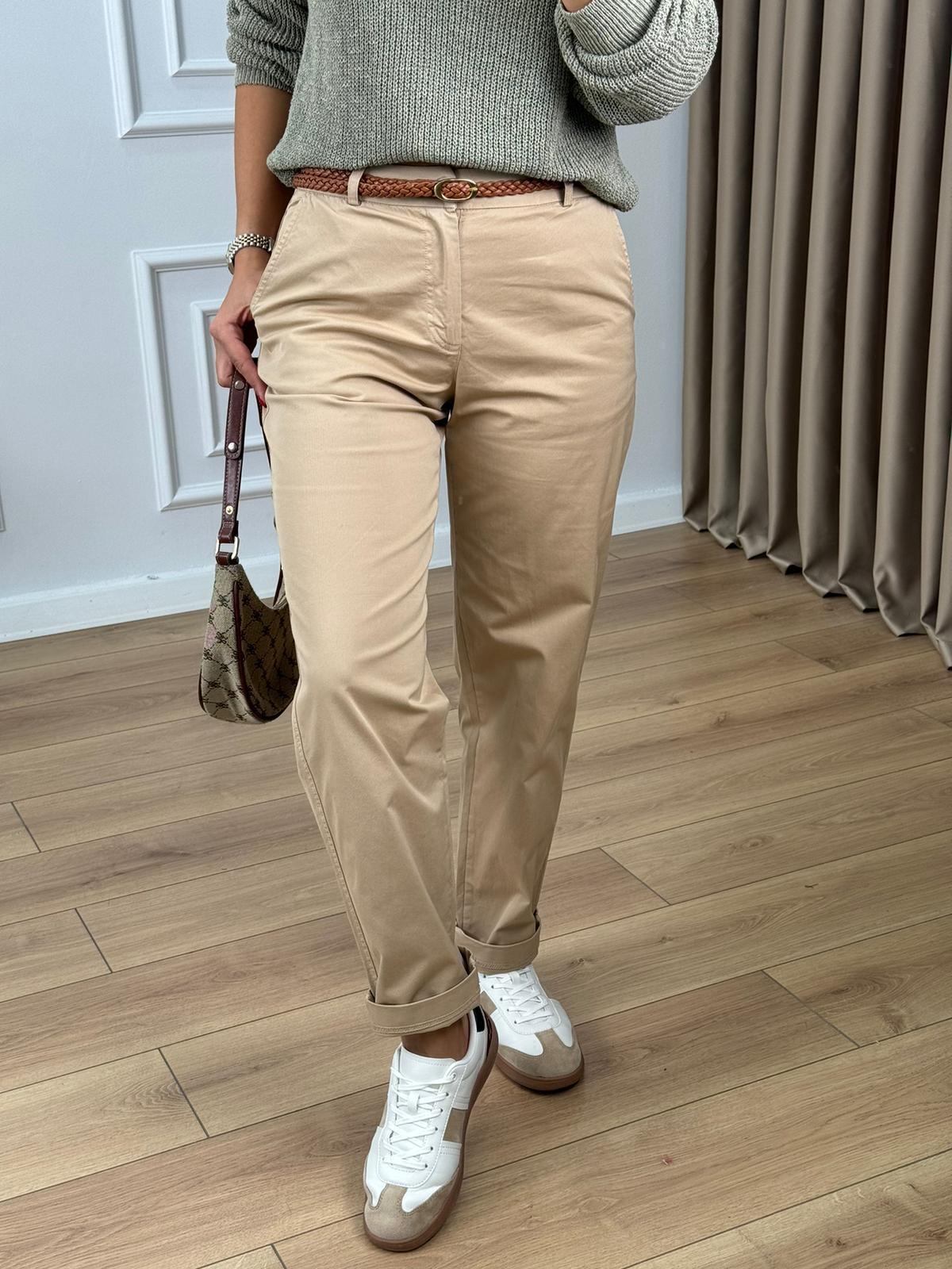 Camel Örgü Kemerli Gabardin Pantolon 51063