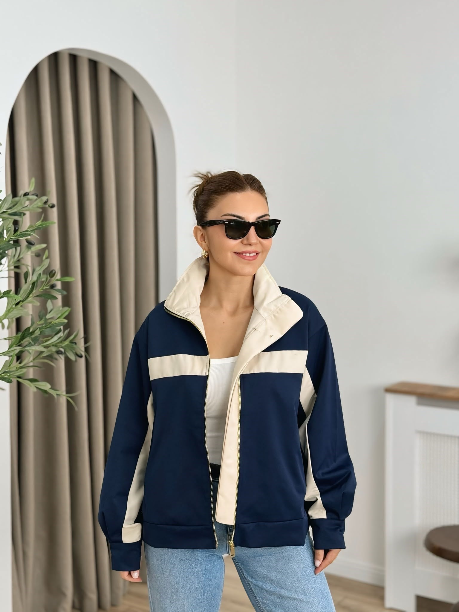Lacivert Fermuarlı Astarlı Trenchcoat 3436