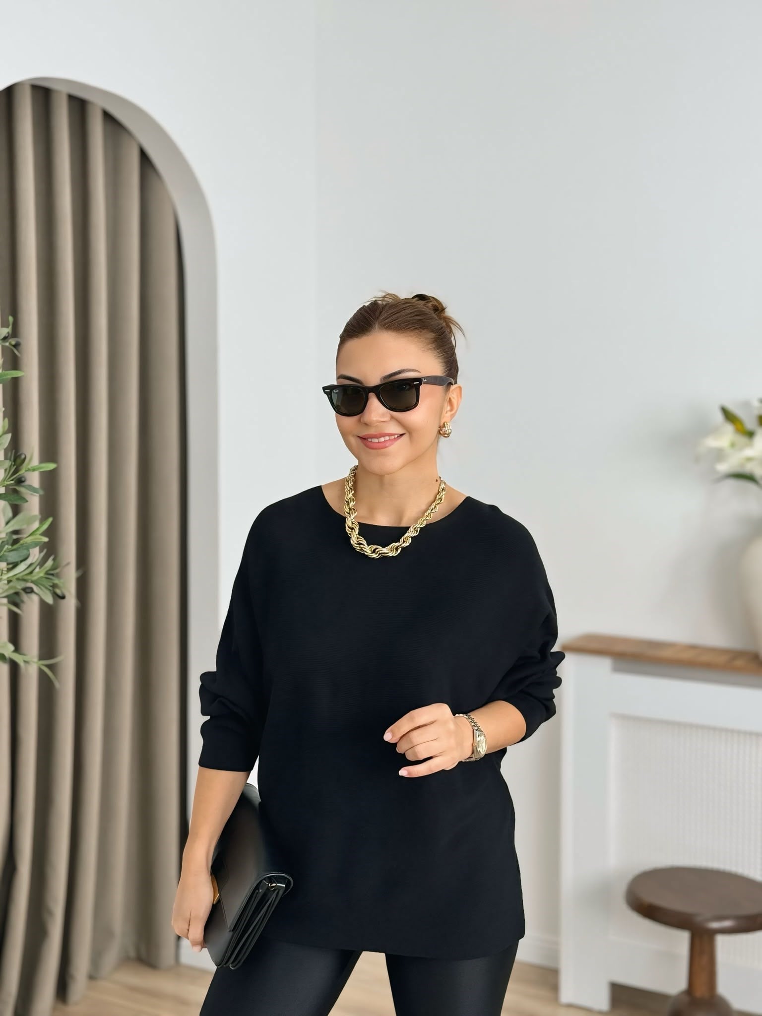 Siyah Uzun Yarasa Kol Triko 26430