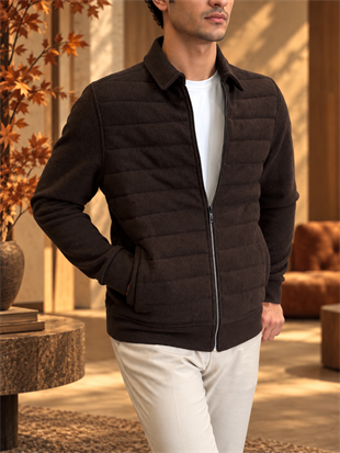 Erkek Slim Fit Kahverengi Mont