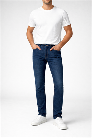 Erkek Slim Fit Lacivert Renk Jean Pantolon