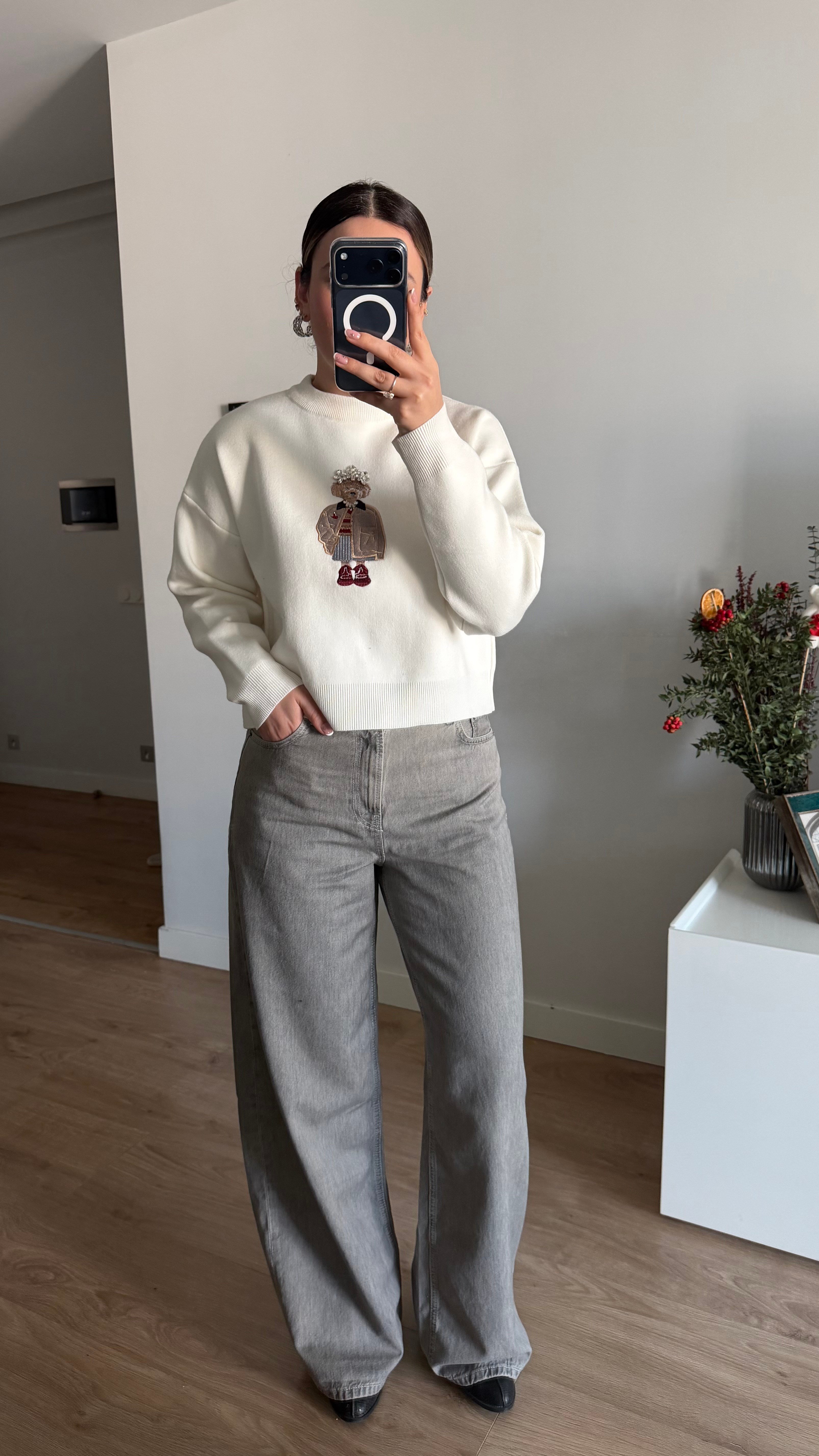 B EKRU ÇELİK ÖRGÜ KAZAK