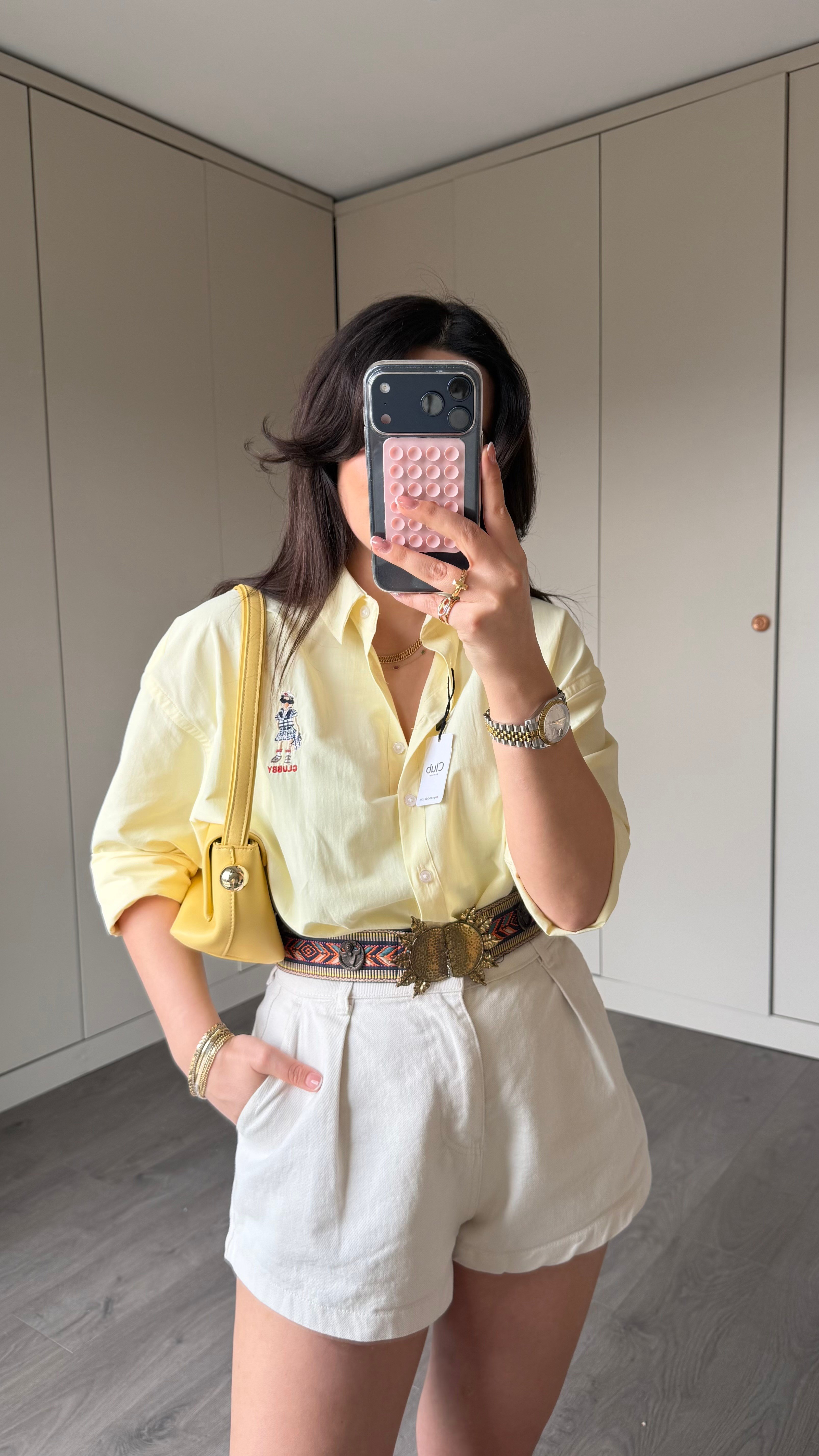 B SARI OXFORD POPLİN GÖMLEK