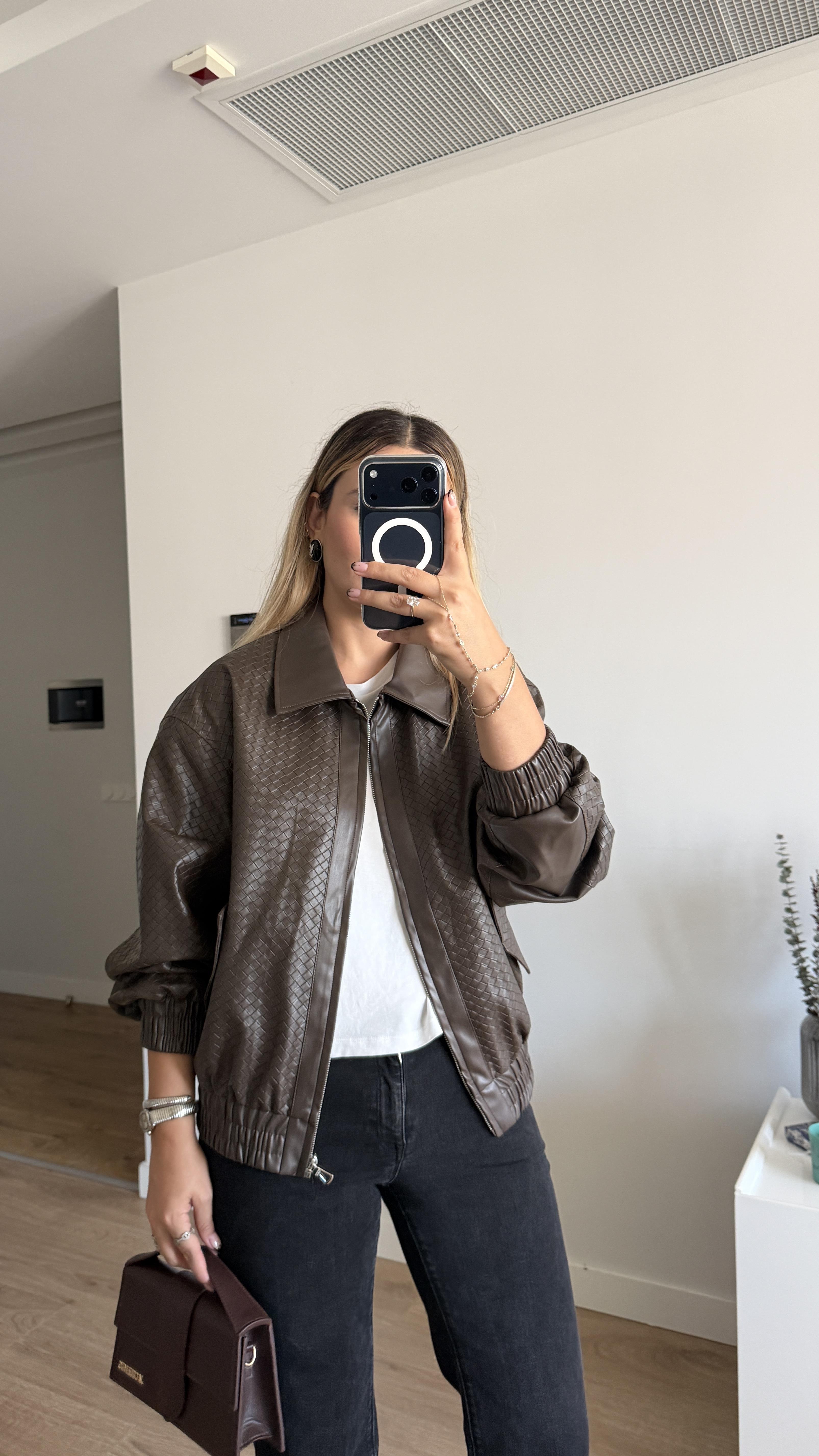 BTG İTHAL KAHVE BOMBER DERİ CEKET