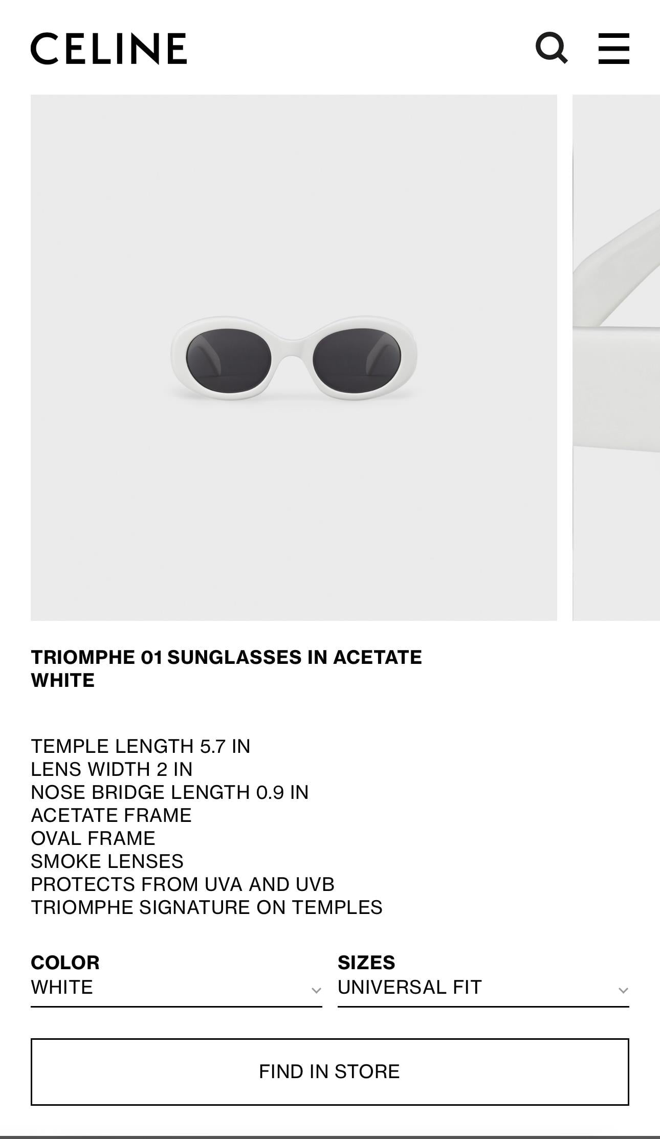 CLNE TRİOMPHE BEYAZ GÖZLÜK