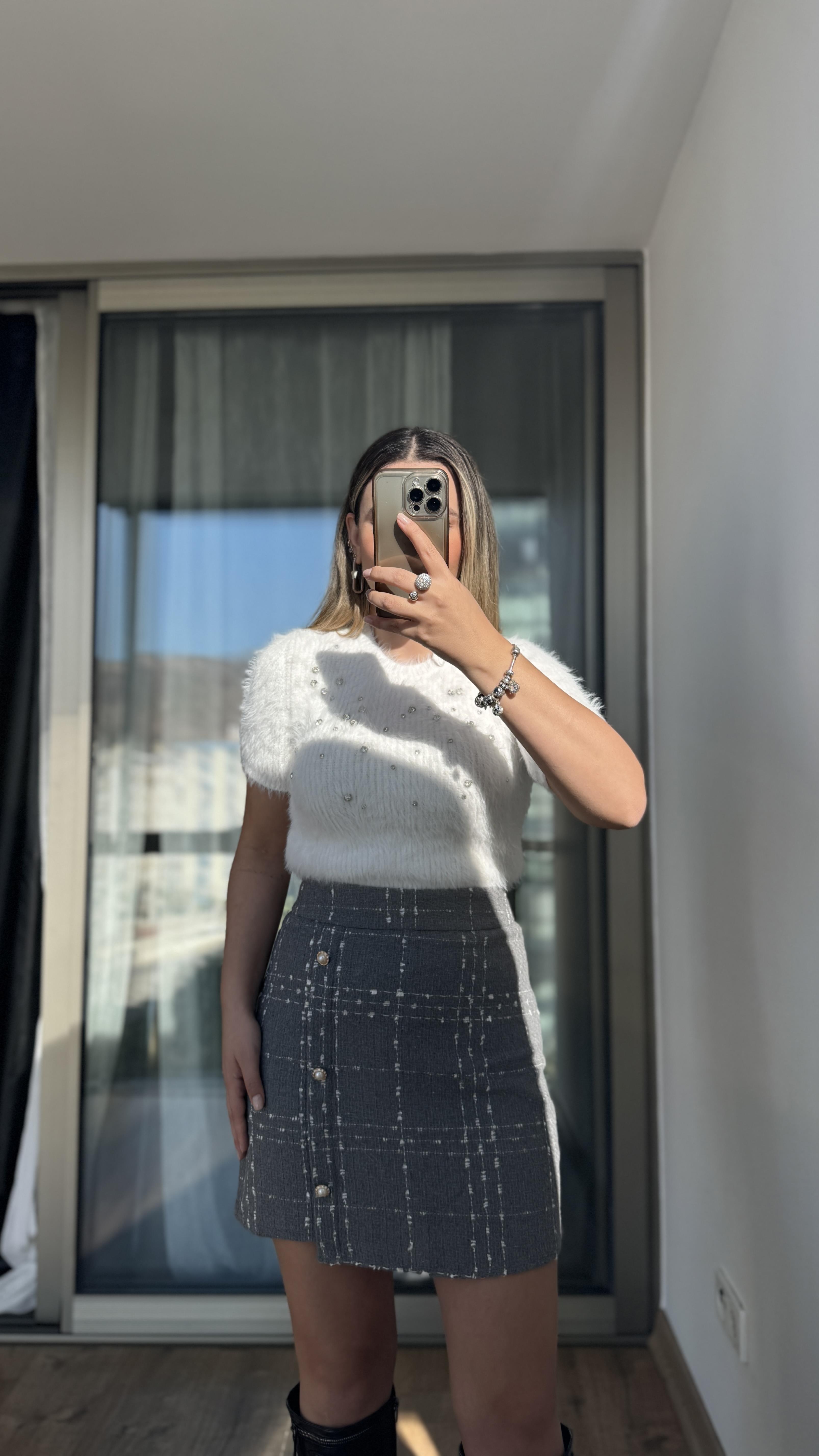DLVN EKRU TAŞLI TRİKO