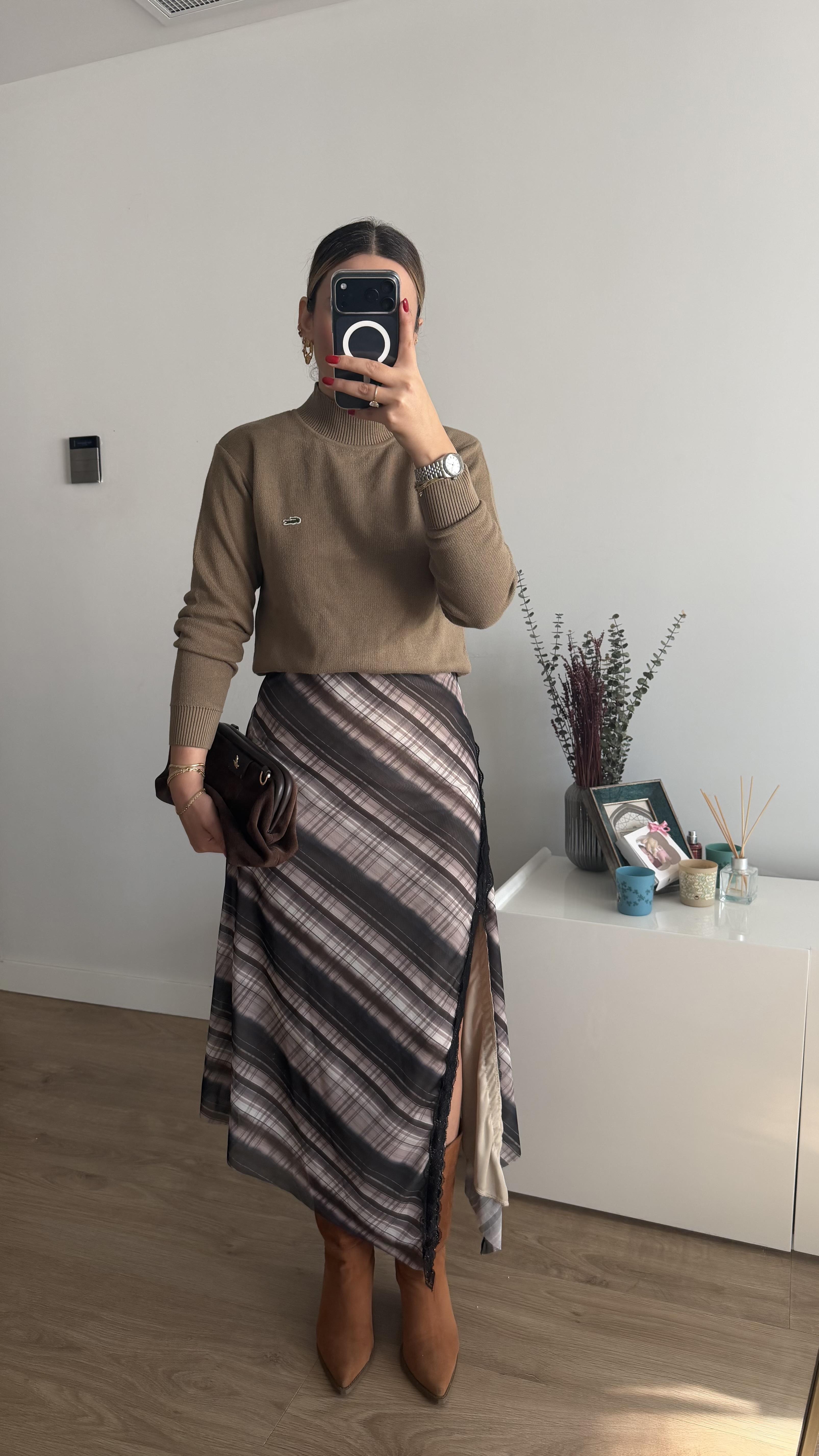 KAHVE ASİMETRİK ETEK