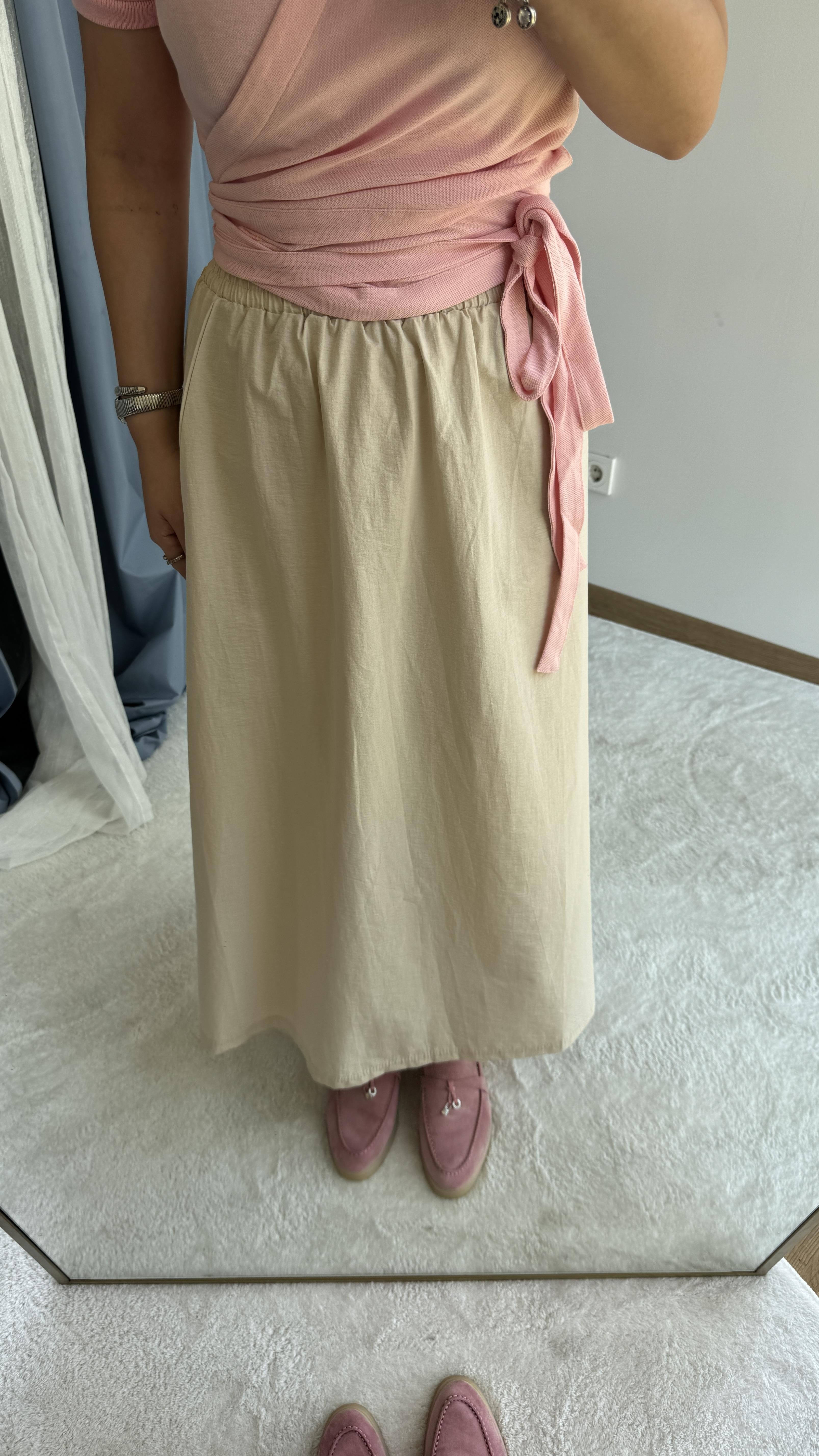 MSSİMO D BEJ MAKSİ BOY ETEK