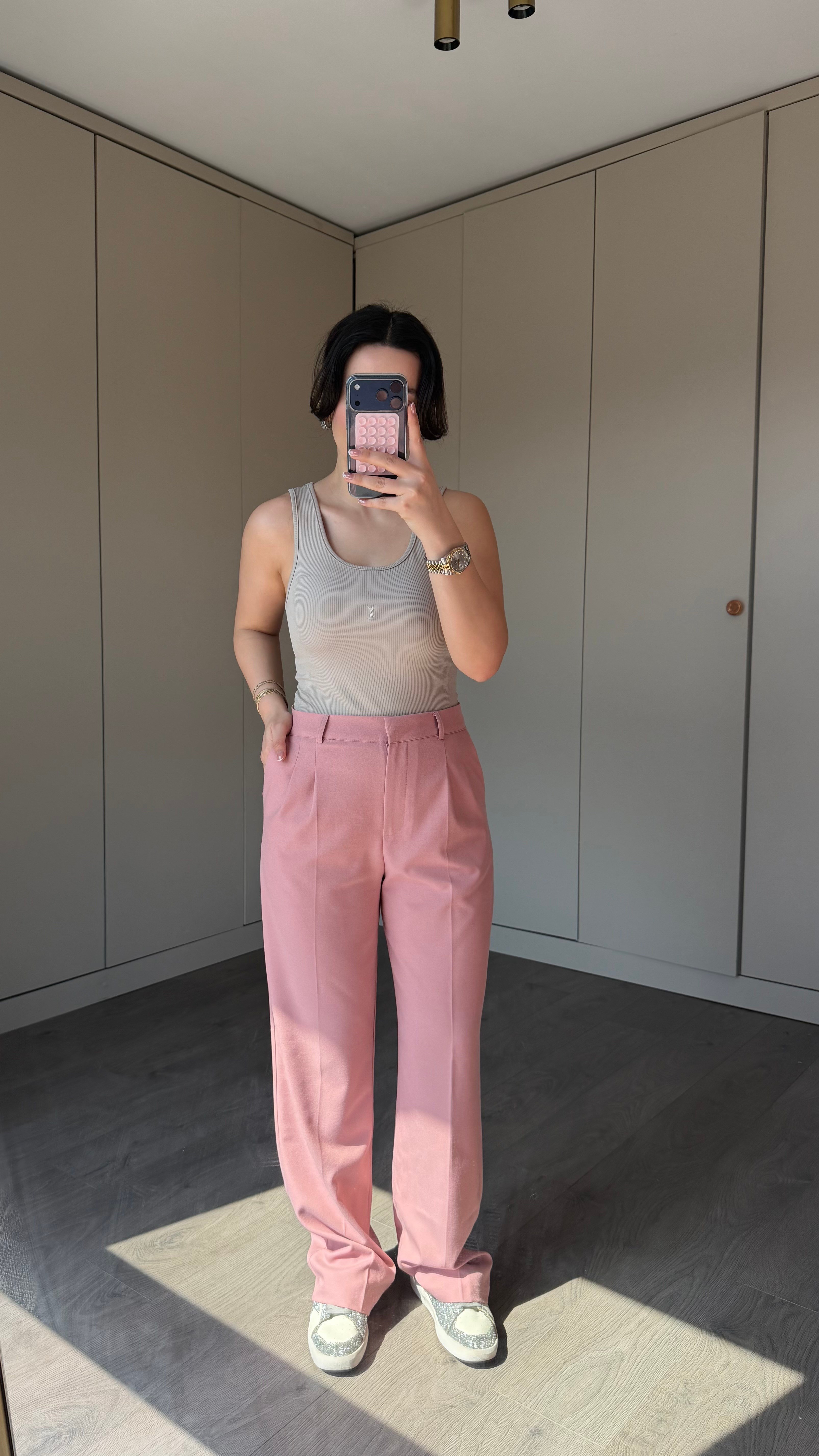 PUDRA YÜKSEK BEL PREMIUM PANTOLON