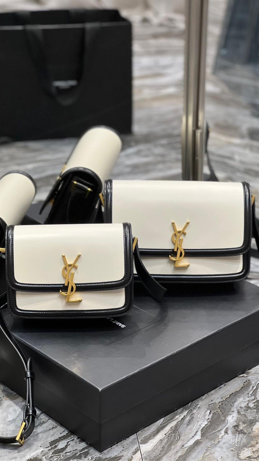 YSL SİYAH BEYAZ DERİ ÇANTA S