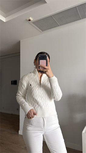 İTHAL EKRU YARIM BALIKÇI YAKA KAZAK