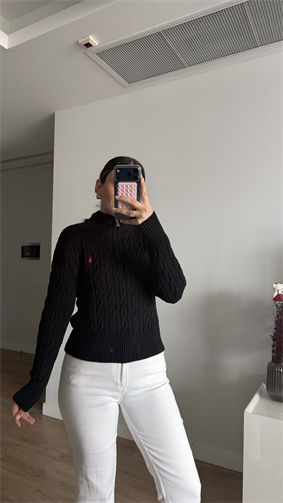 İTHAL SİYAH YARIM BALIKÇI KAZAK