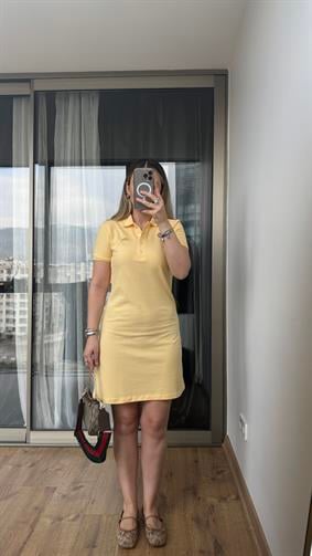 MARKA MODEL İTHAL SARI ELBİSE