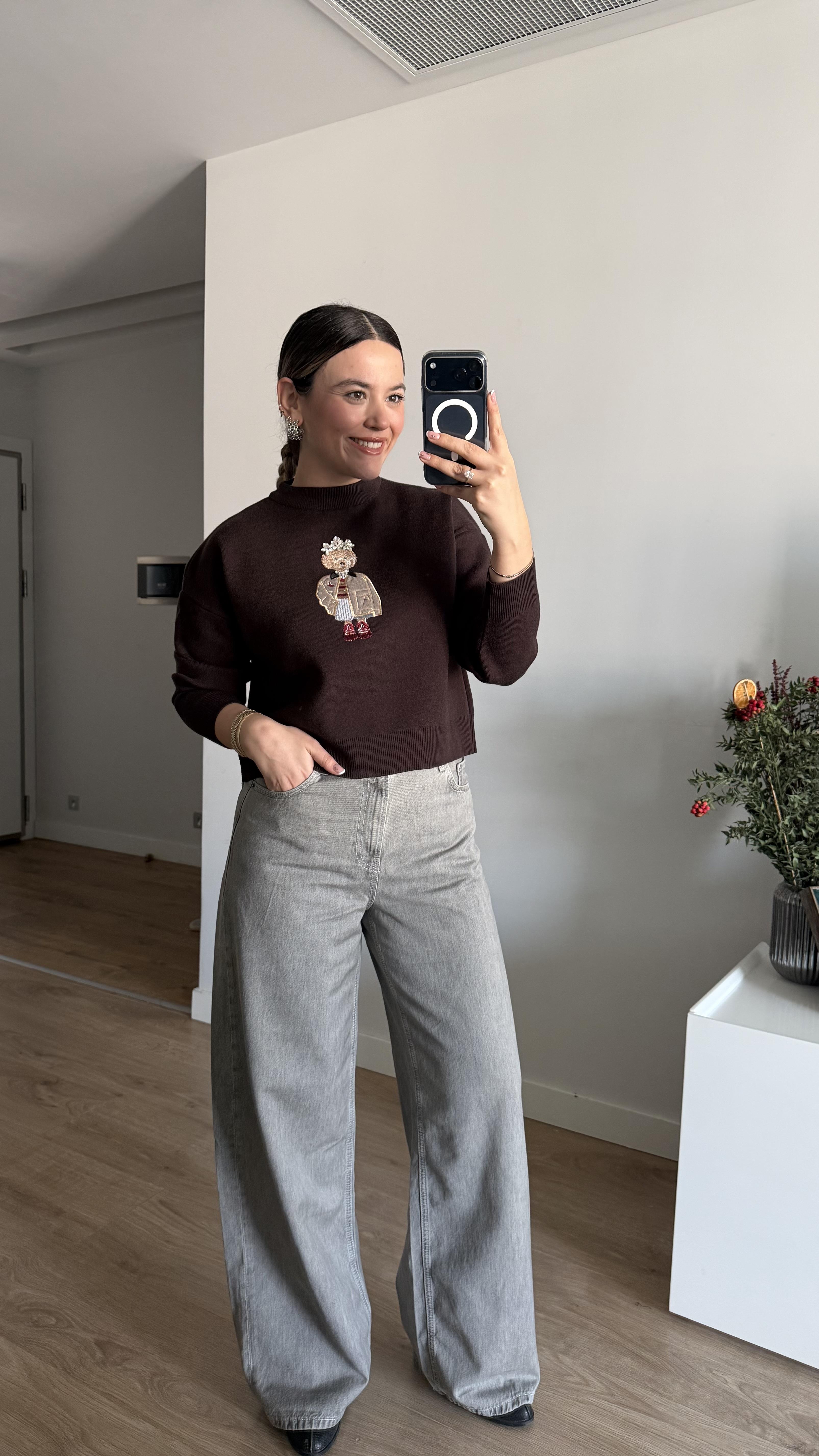 ACI KAHVE ÇELİK ÖRGÜ KAZAK