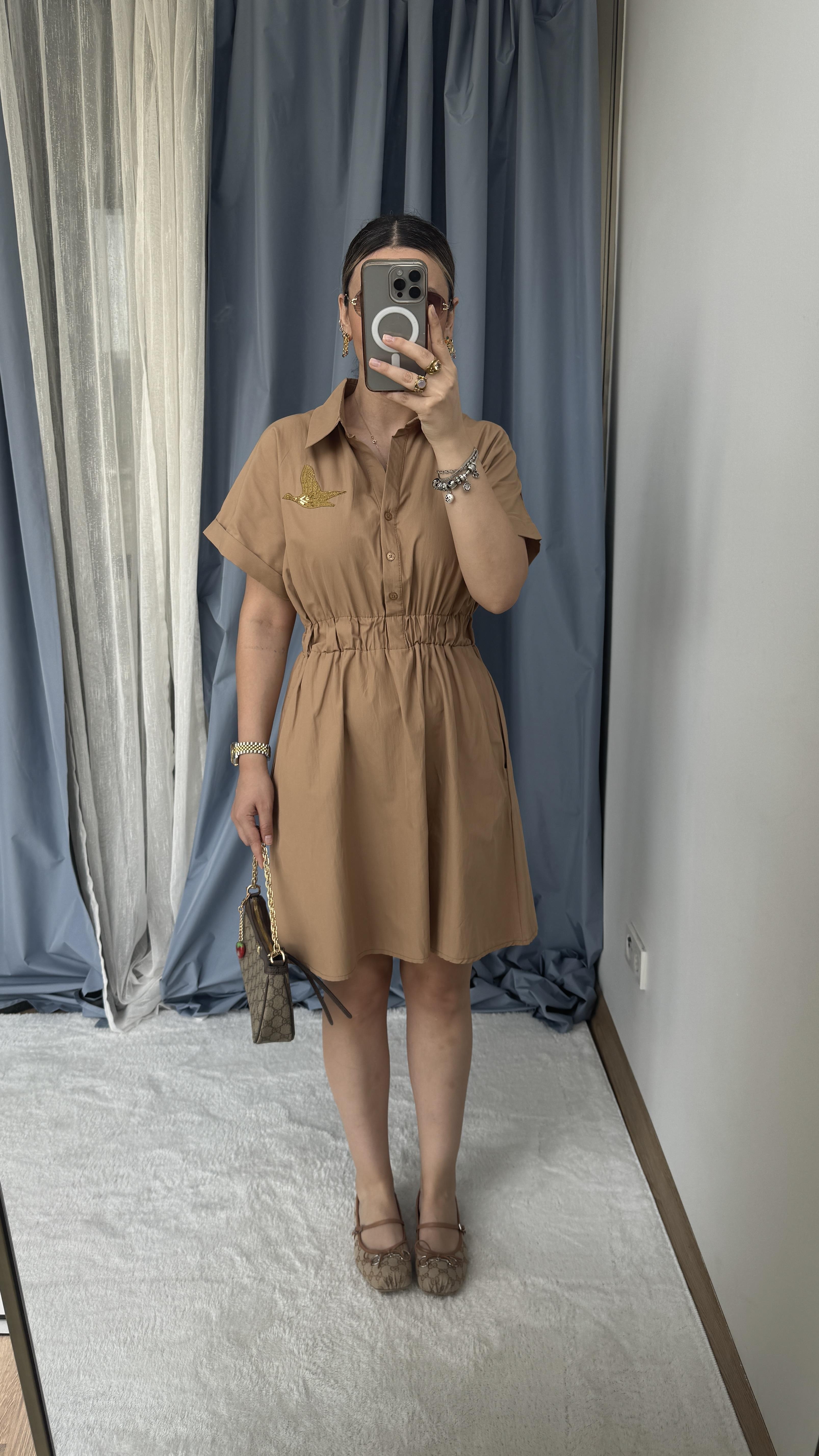 BYMN BEJ LOGO ELBİSE 