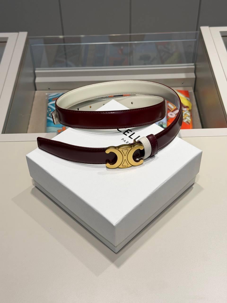 C GOLD BORDO İTHAL DERİ KEMER