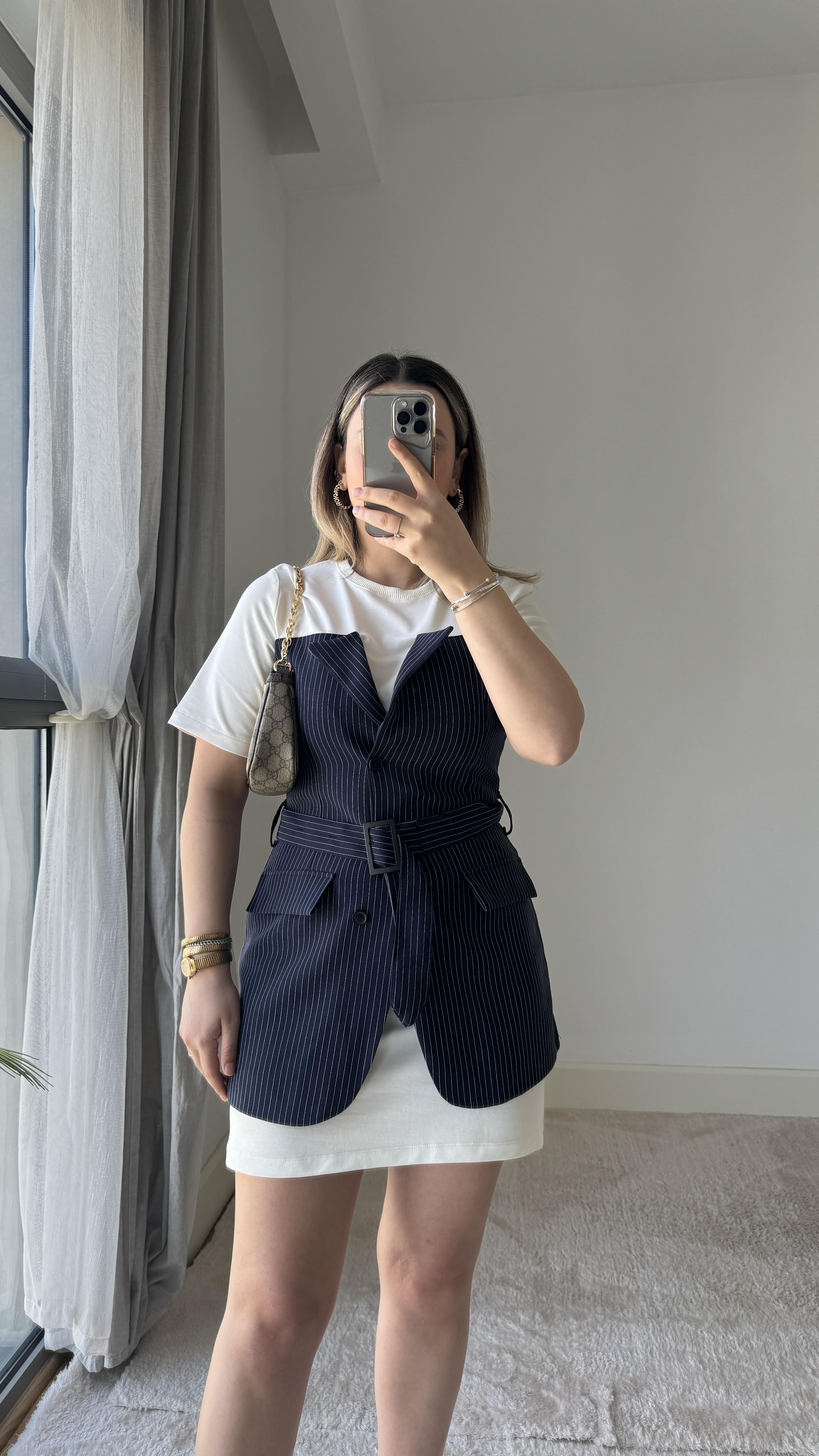 ÇİFT PARÇA GÖRÜNÜMLÜ TASARIM ELBİSE