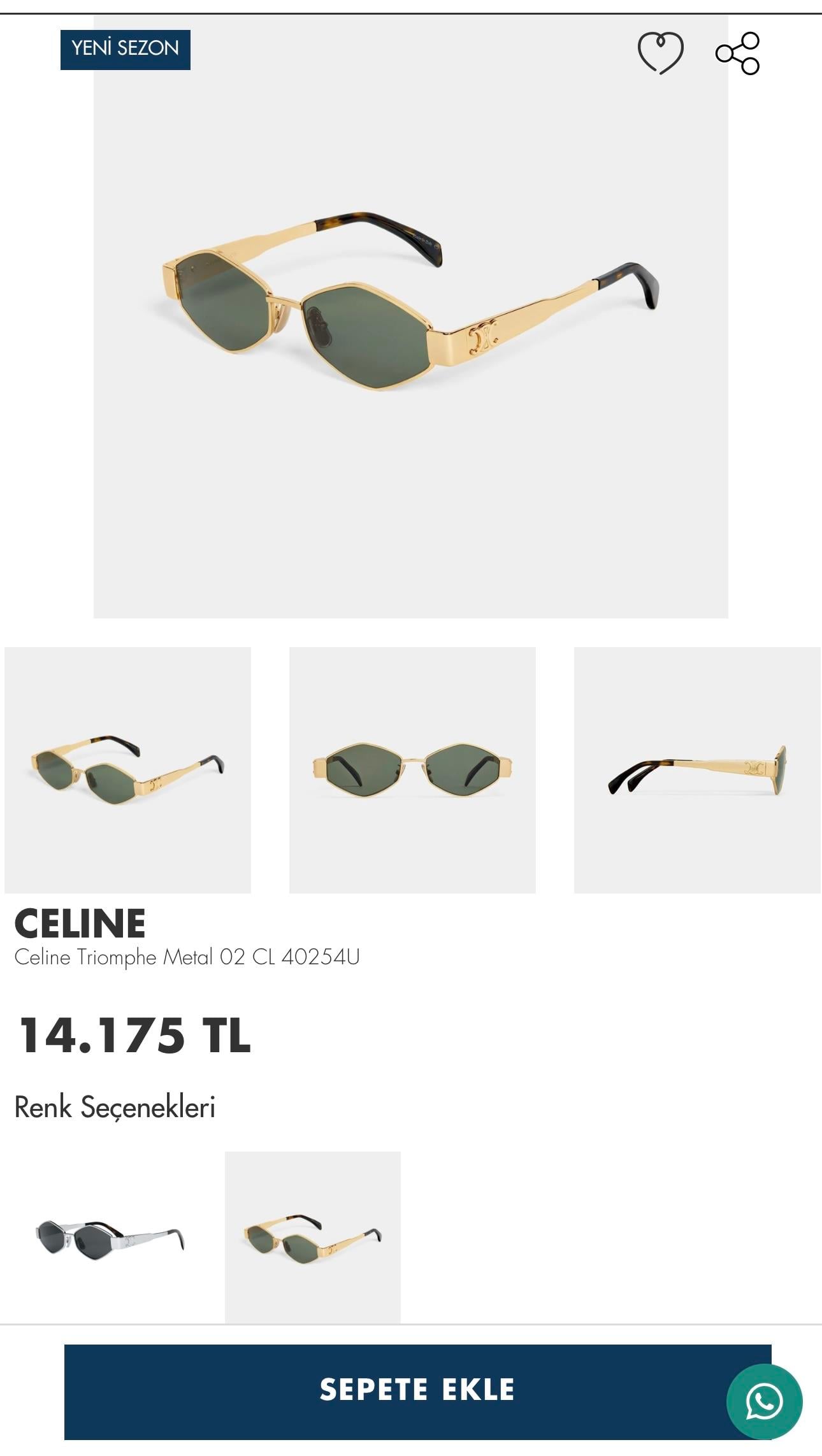 CLNE TRİOMPHE KADIN GOLD GÖZLÜK