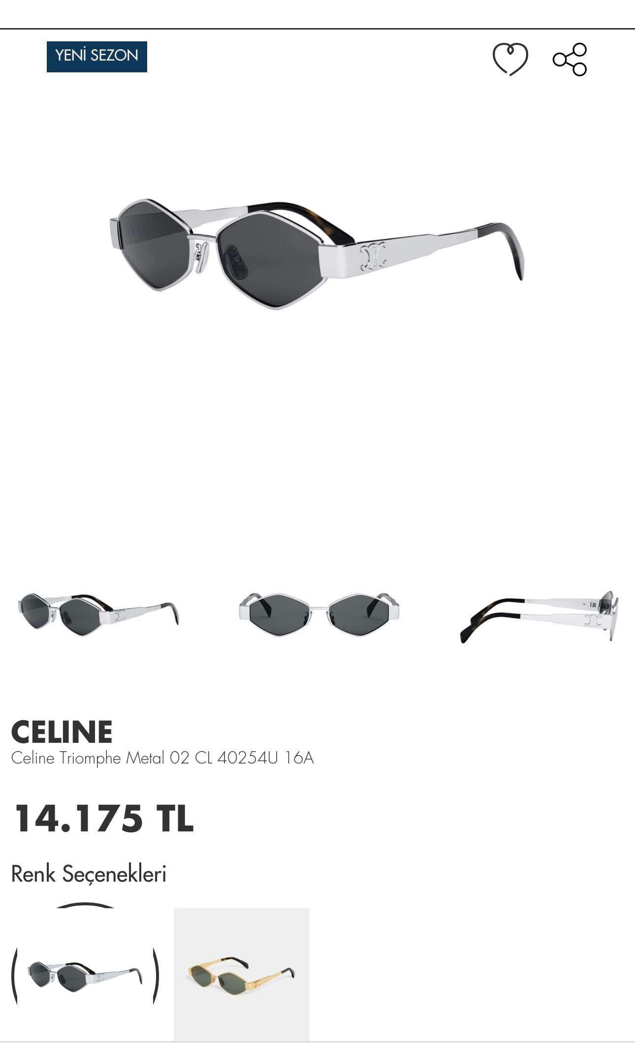 CLNE TRİOMPLE SİLVER GÜNEŞ GÖZLÜĞÜ