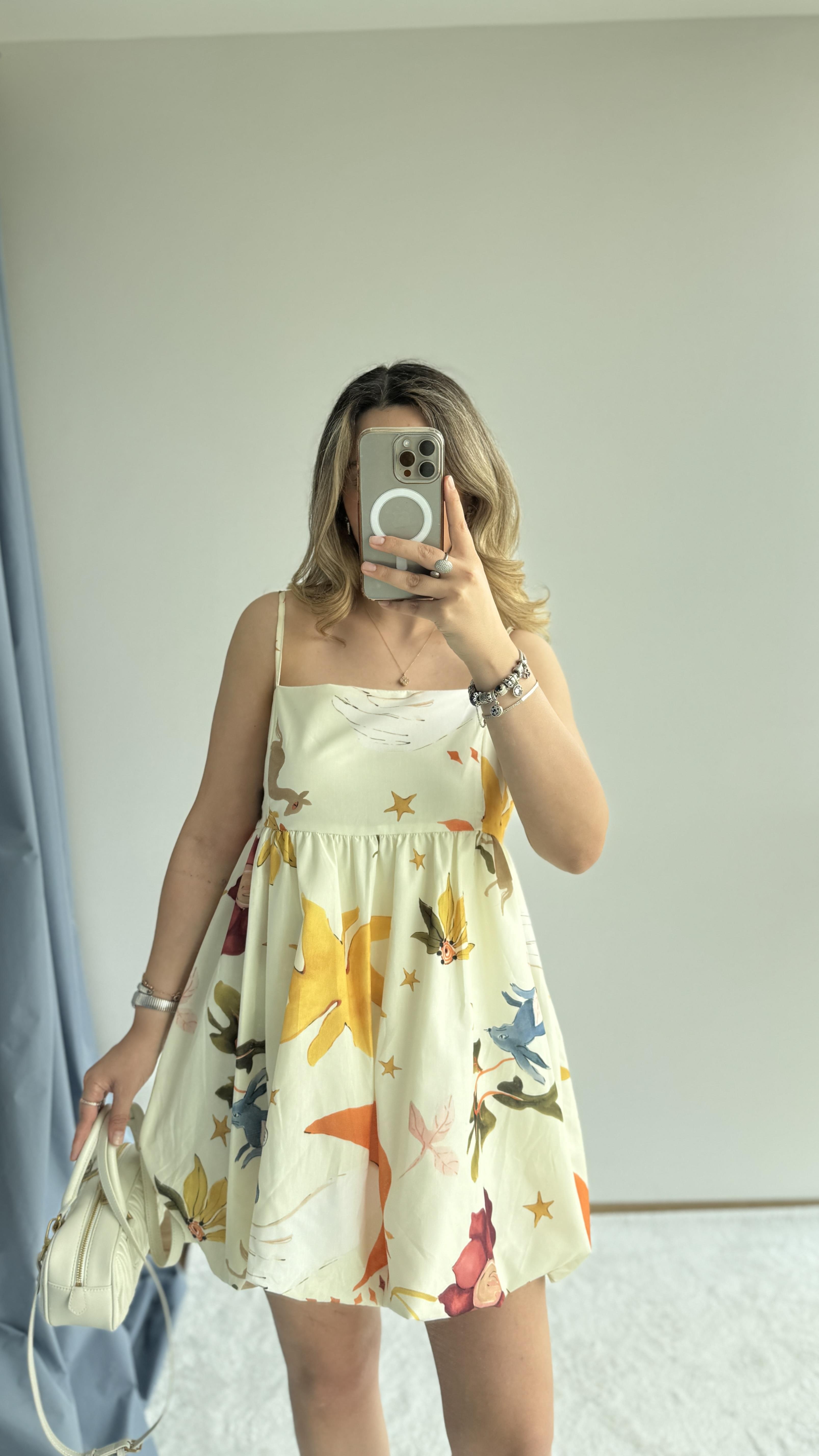 DESENLİ BALON ELBİSE 