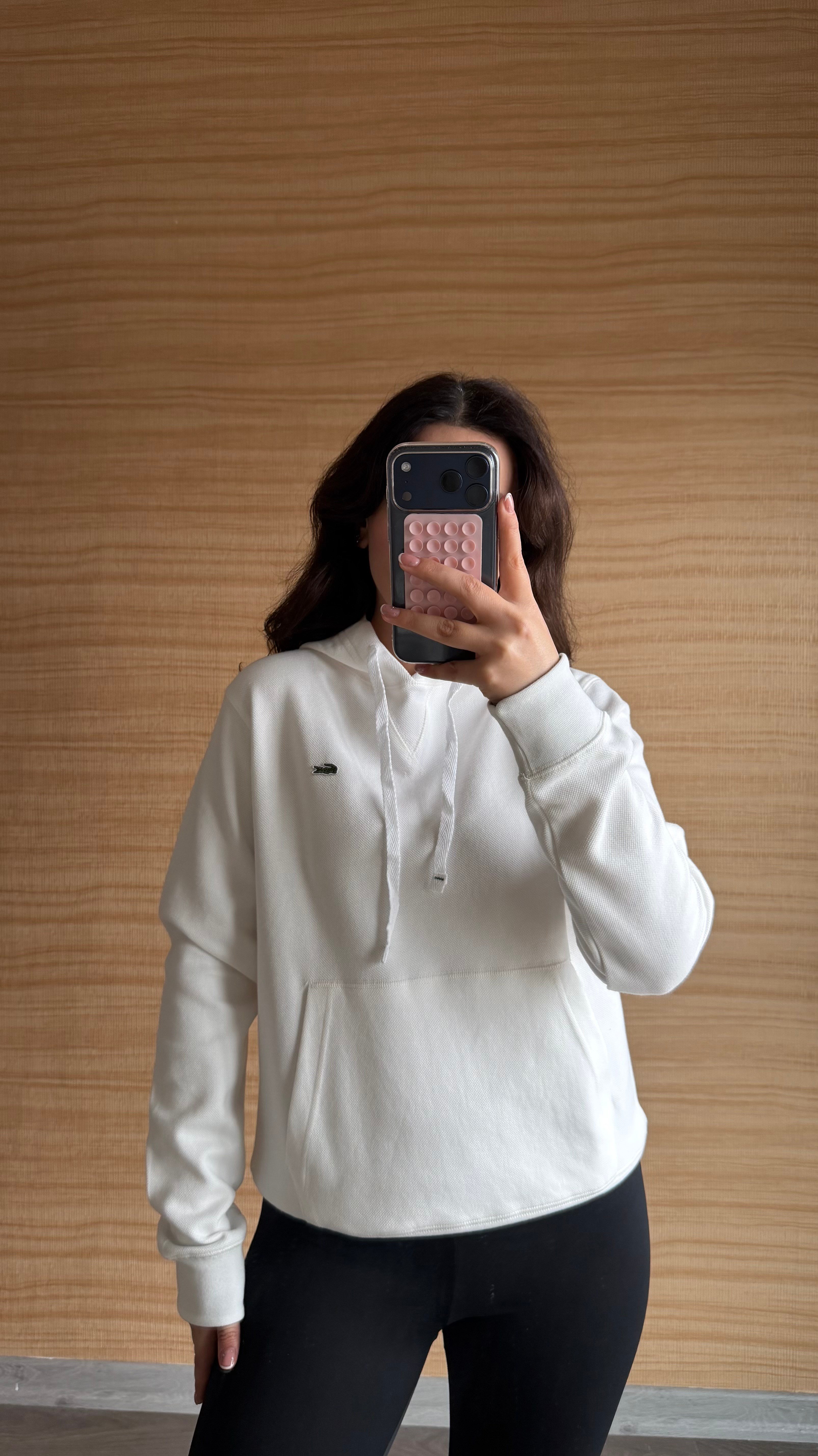 EKRU LAKİNT KAPÜŞONLU SWEAT