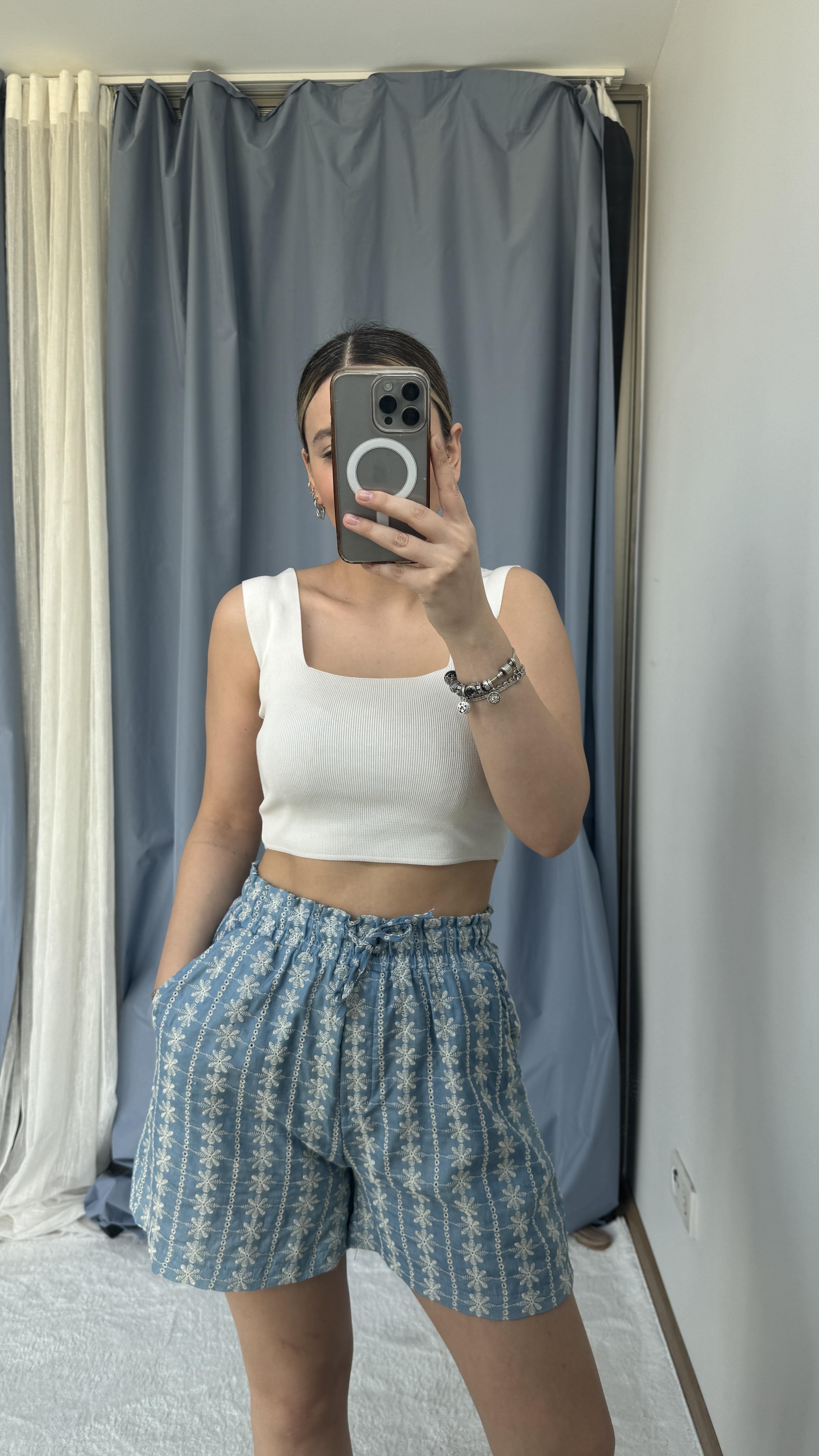 FİSTO DOKUMA MAVİ ŞORT