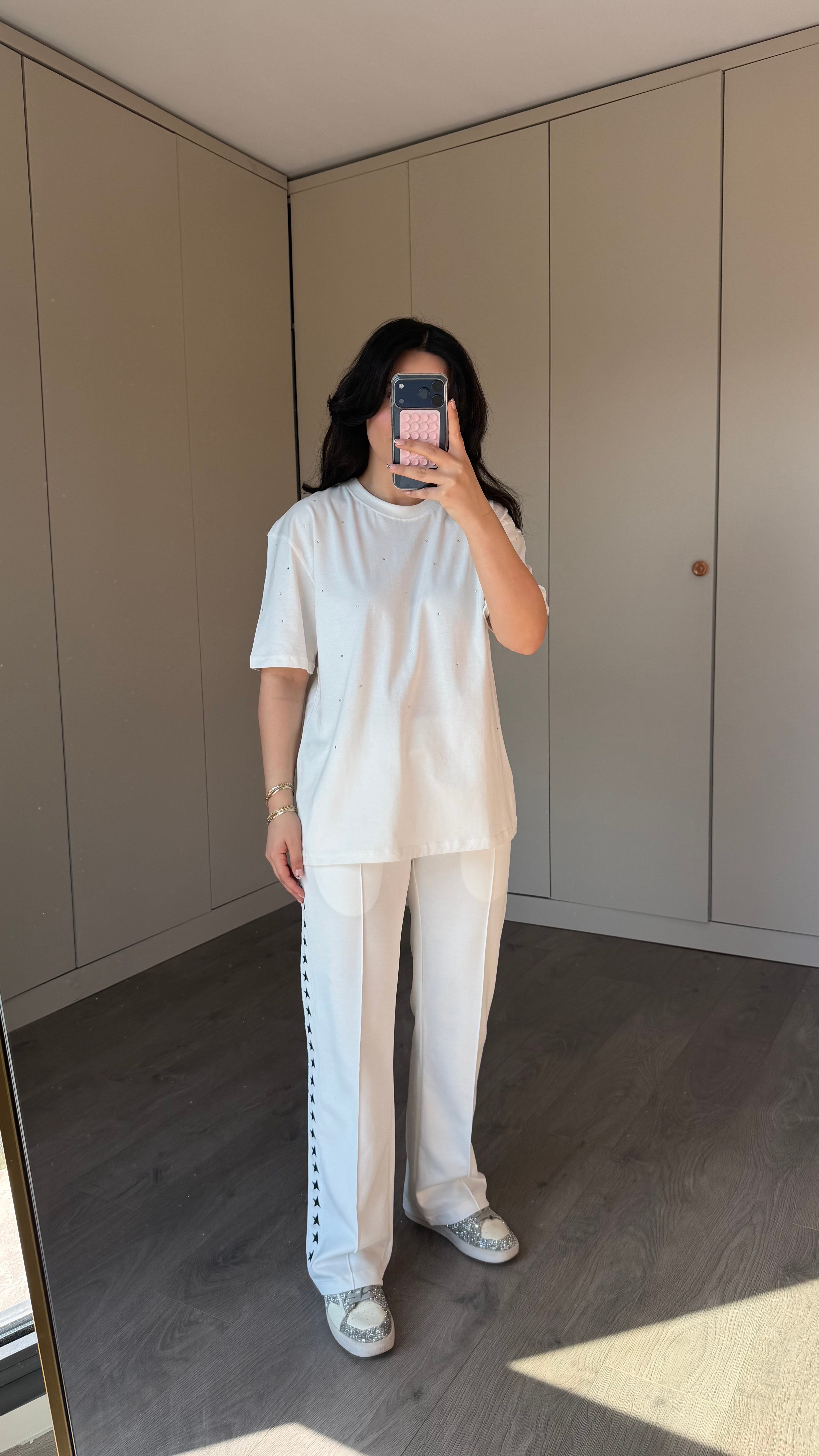 GG LOGO DETAY BEYAZ EŞOFMAN