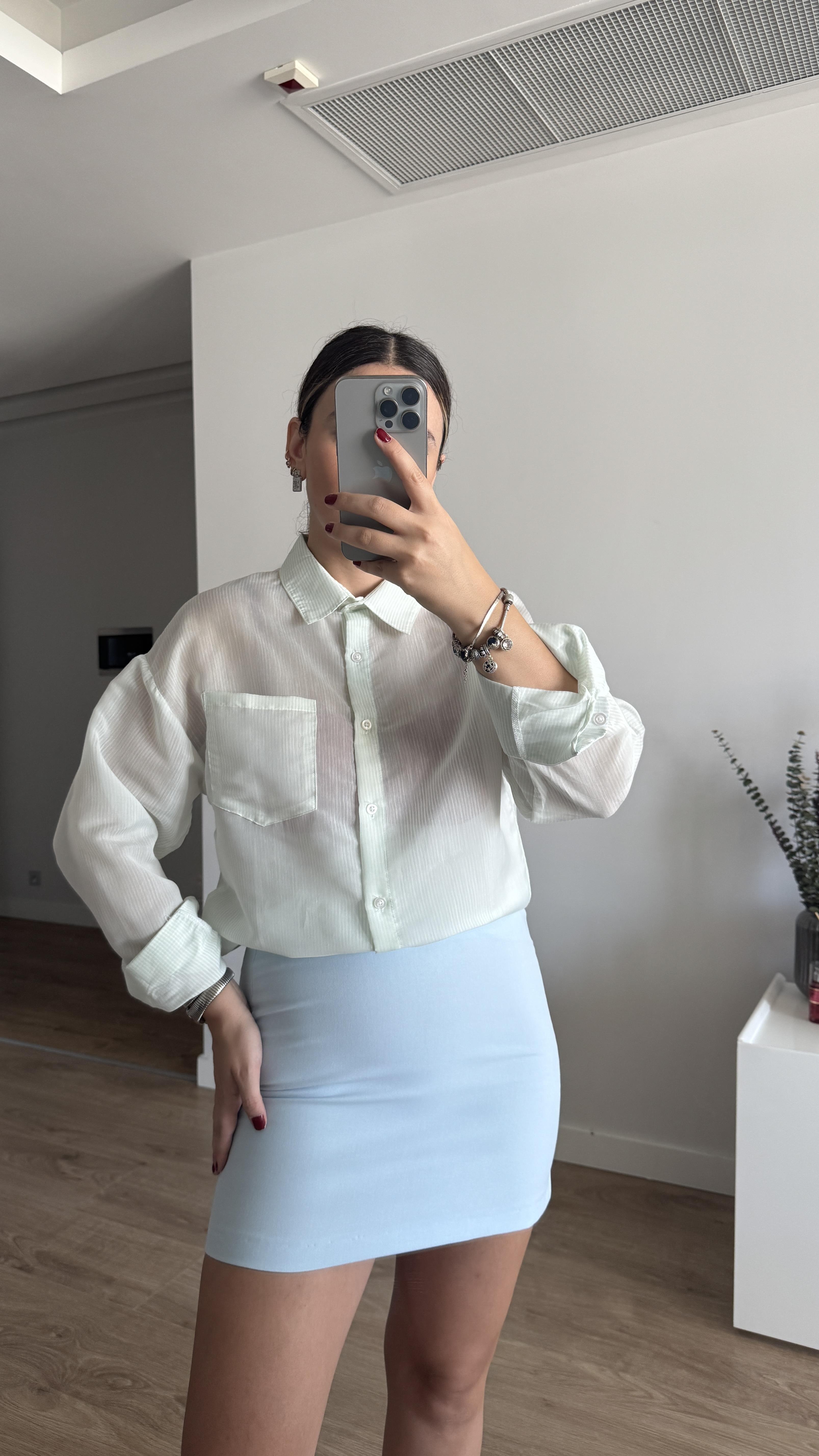 MD TRANSPARAN YEŞİL GÖMLEK