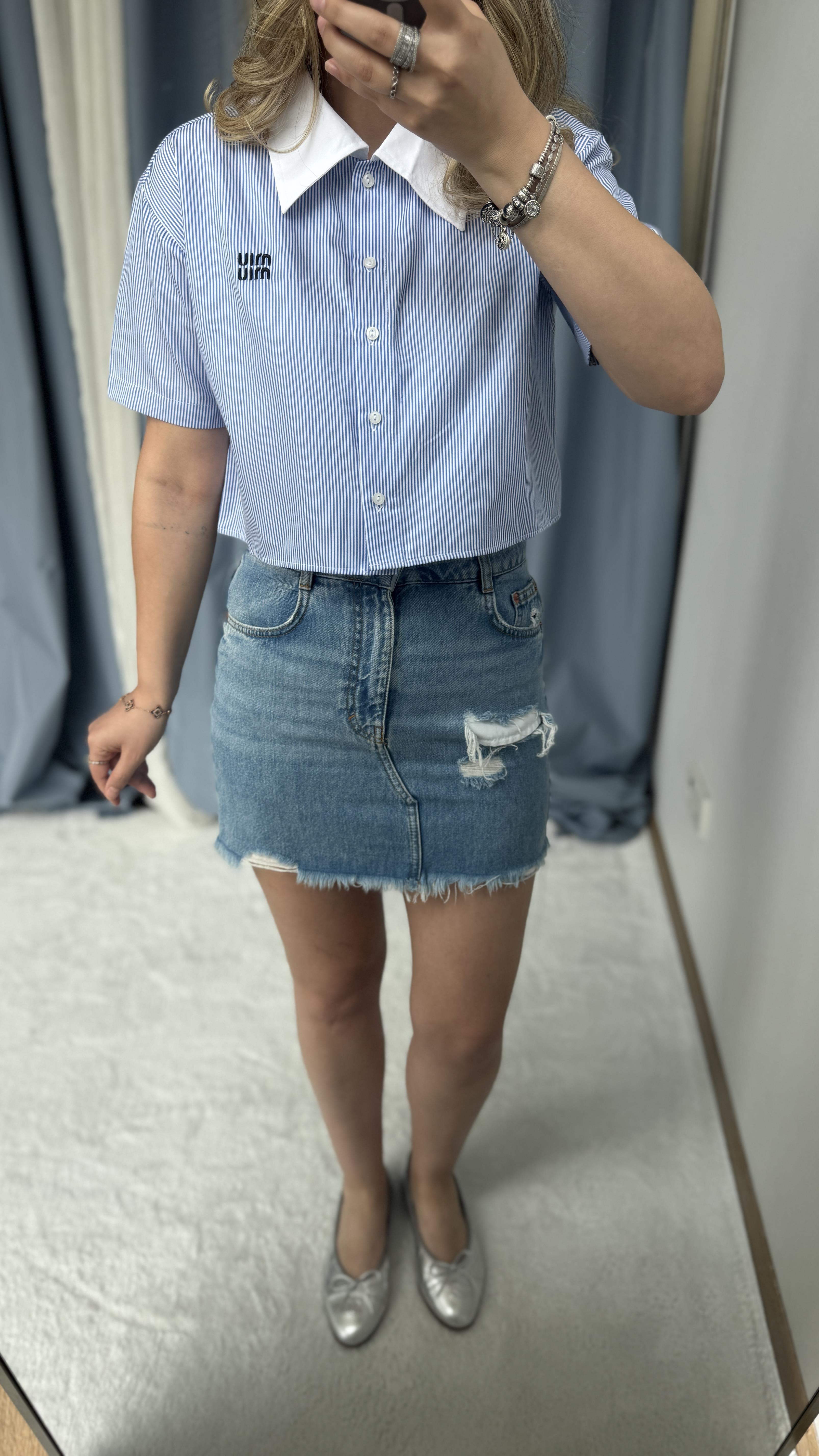 MİU İTHAL ÇİZGİLİ GÖMLEK