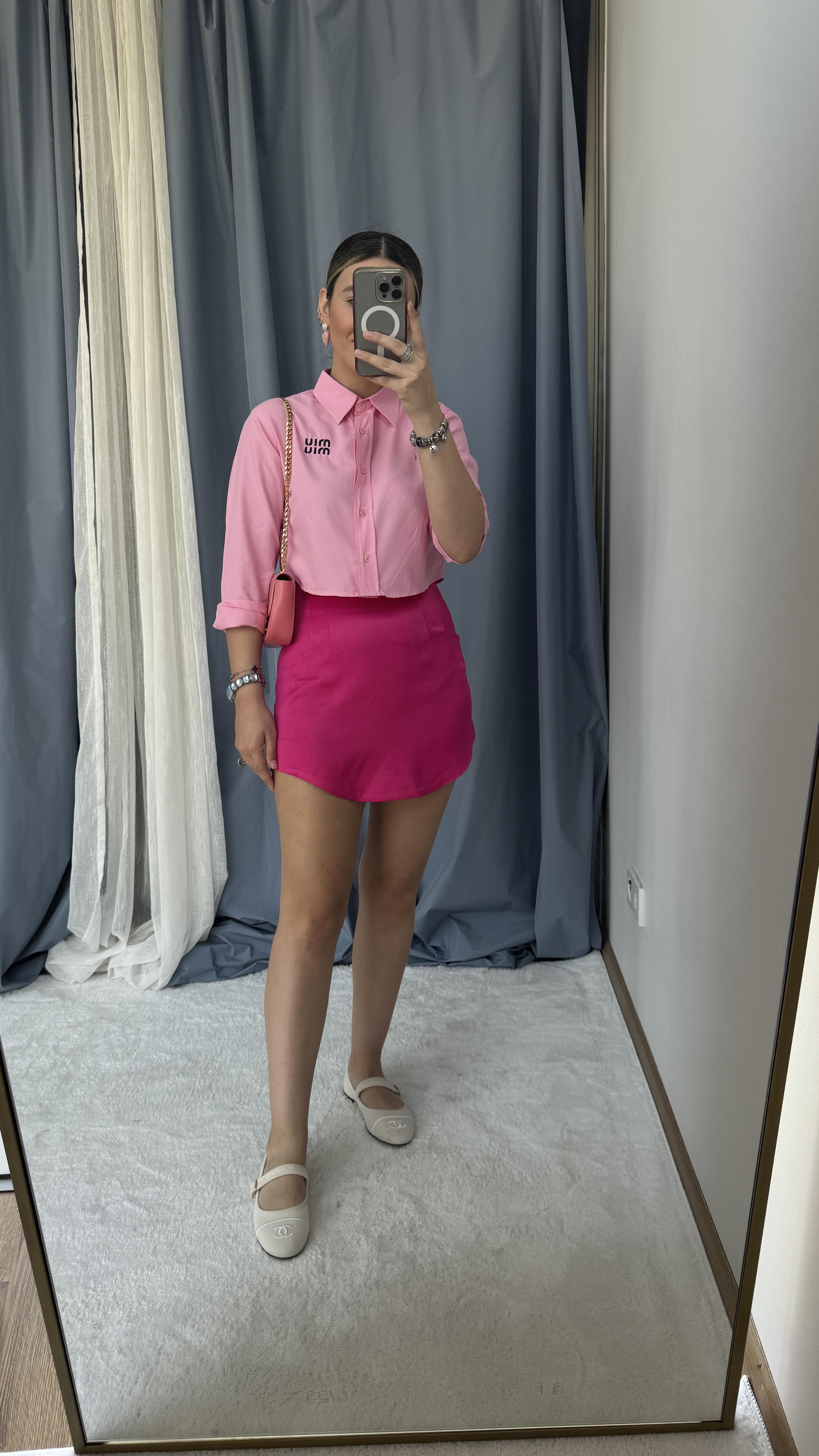MİU PEMBE POPLİN GÖMLEK