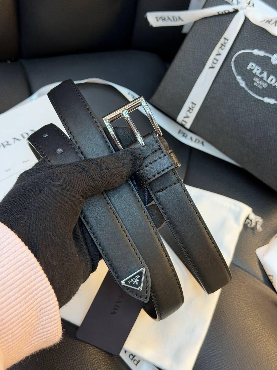 PRDA İTHAL SİYAH DERİ KEMER