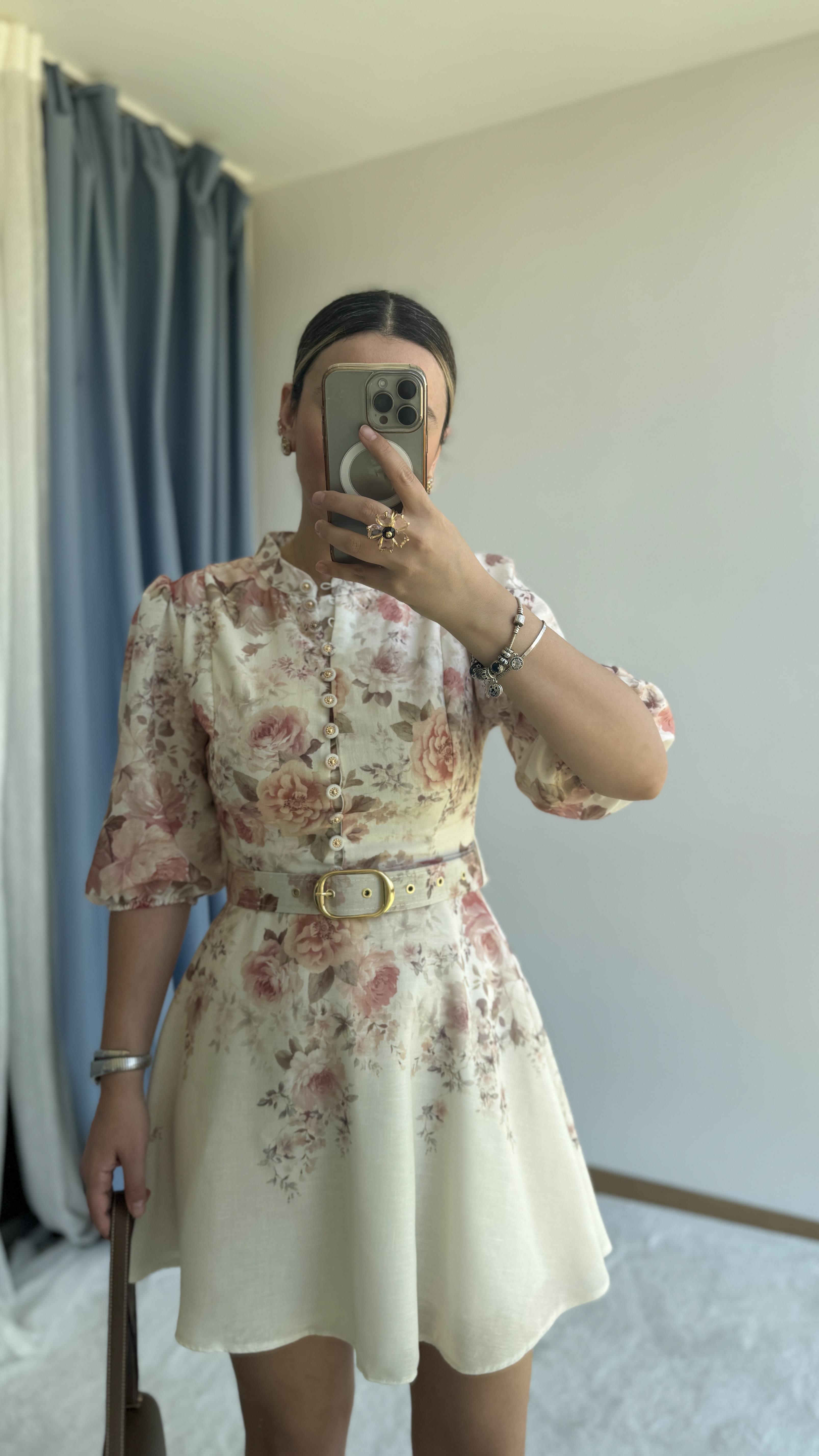 PREMİUM KETEN MİNİ ELBİSE