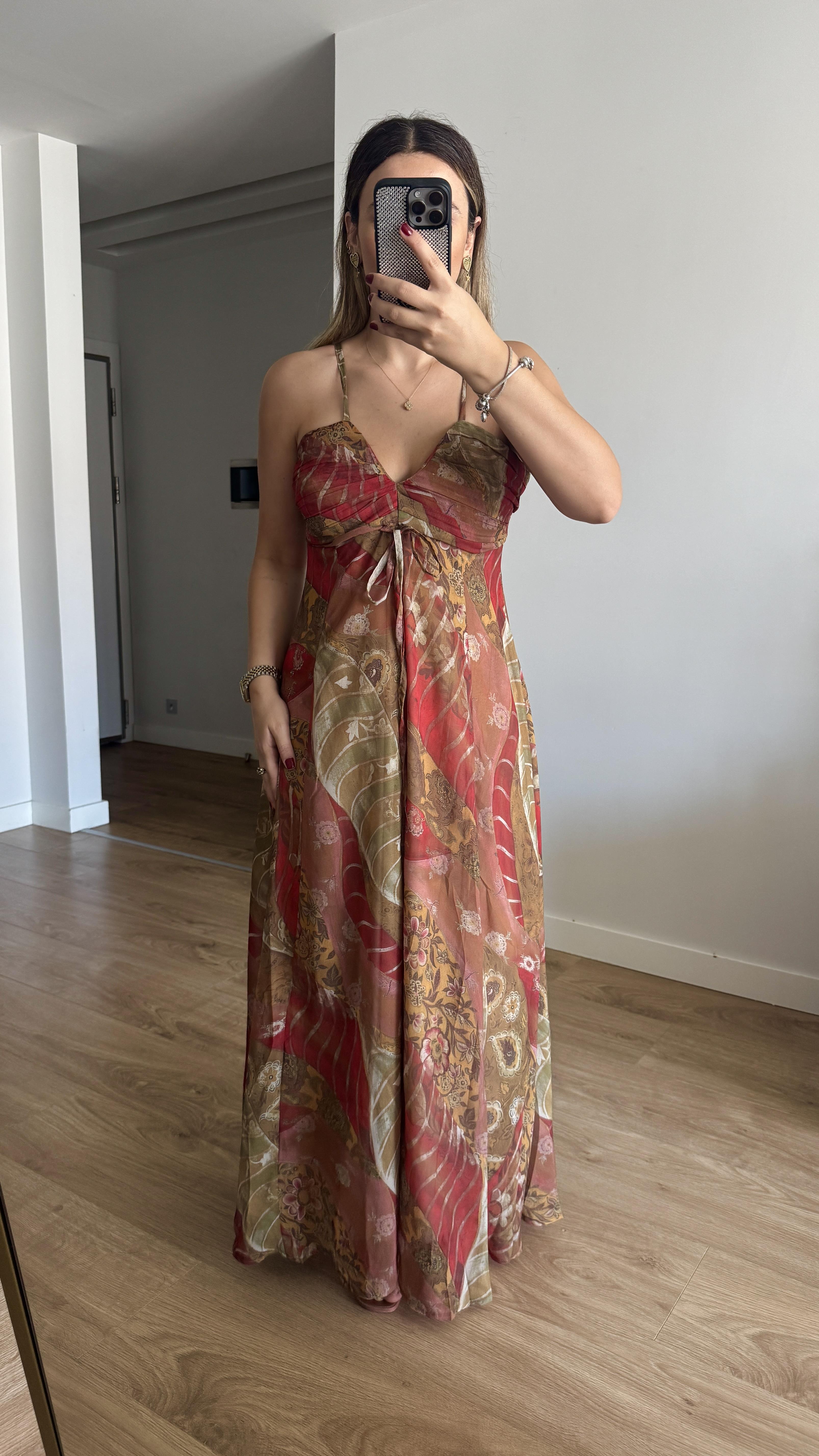 ŞIFON ETNİK DESEN ELBİSE