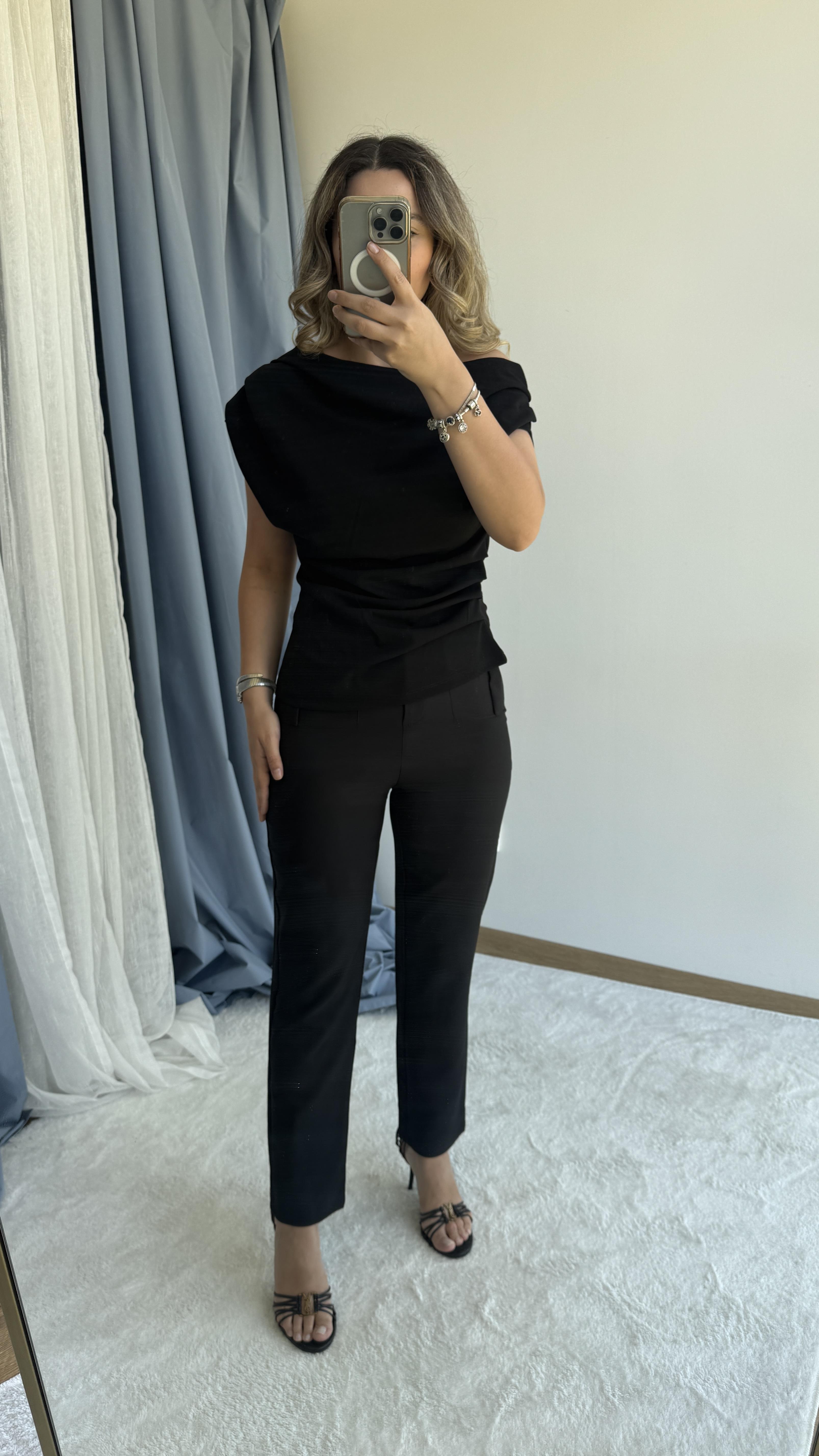 SİYAH YÜKSEK BEL KUMAŞ PANTOLON