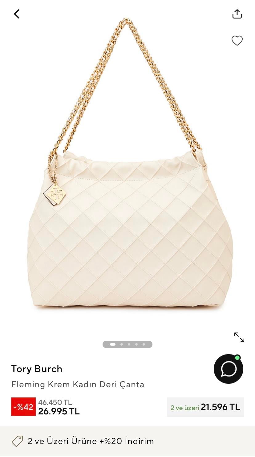 TORY B EKRU DERİ ÇANTA