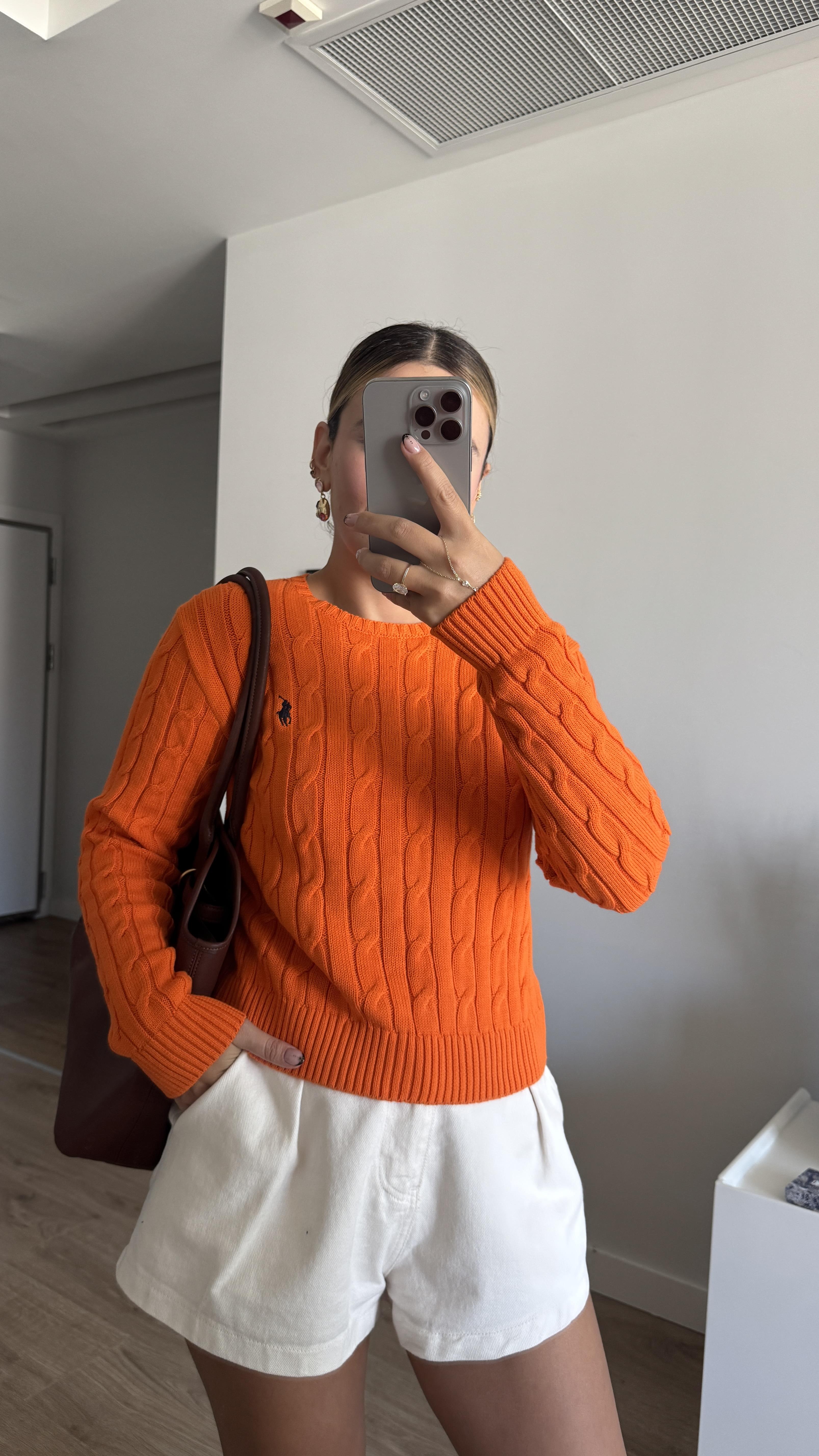 TURUNCU ÖRGÜ KAZAK 