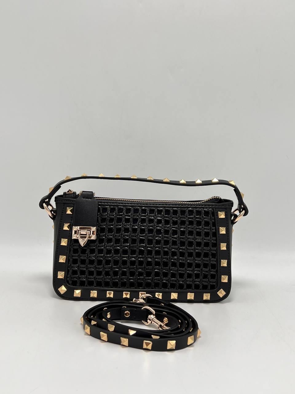 VLNTNO SİYAH ÖRGÜ ÇANTA 