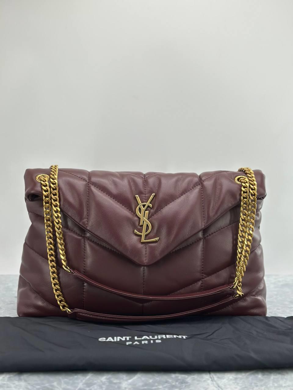 YSL BORDO PUFFER ÇANTA