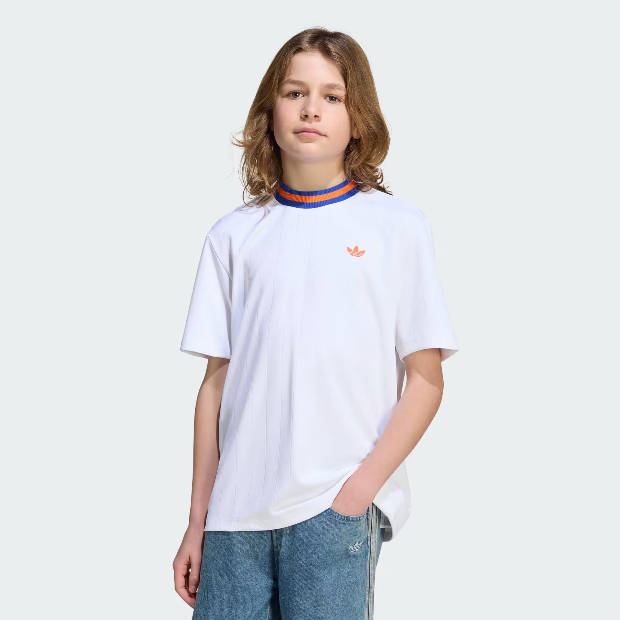 adidas Loose Pinstripe Knitted Neck Çocuk Tişört