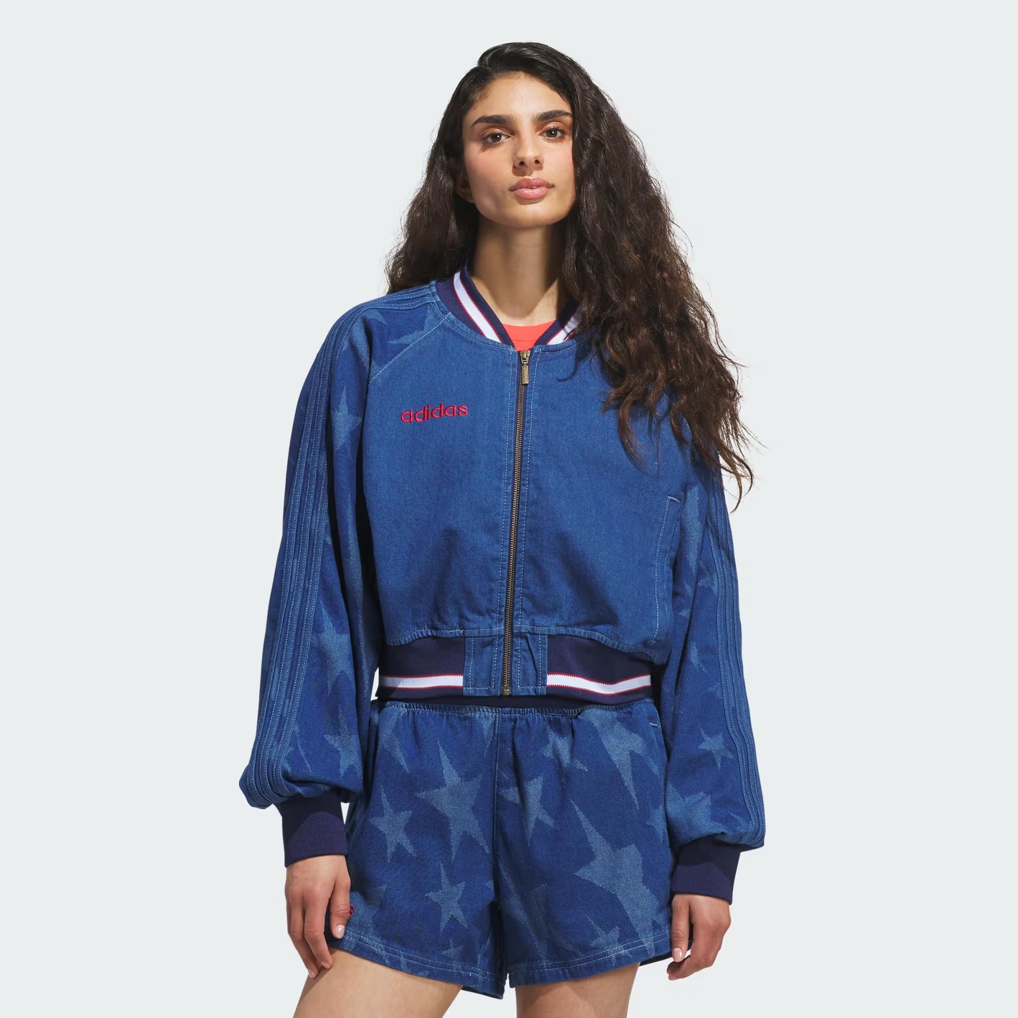 adidas SST Denim Graphic Varsity Bomber Kadın Ceket