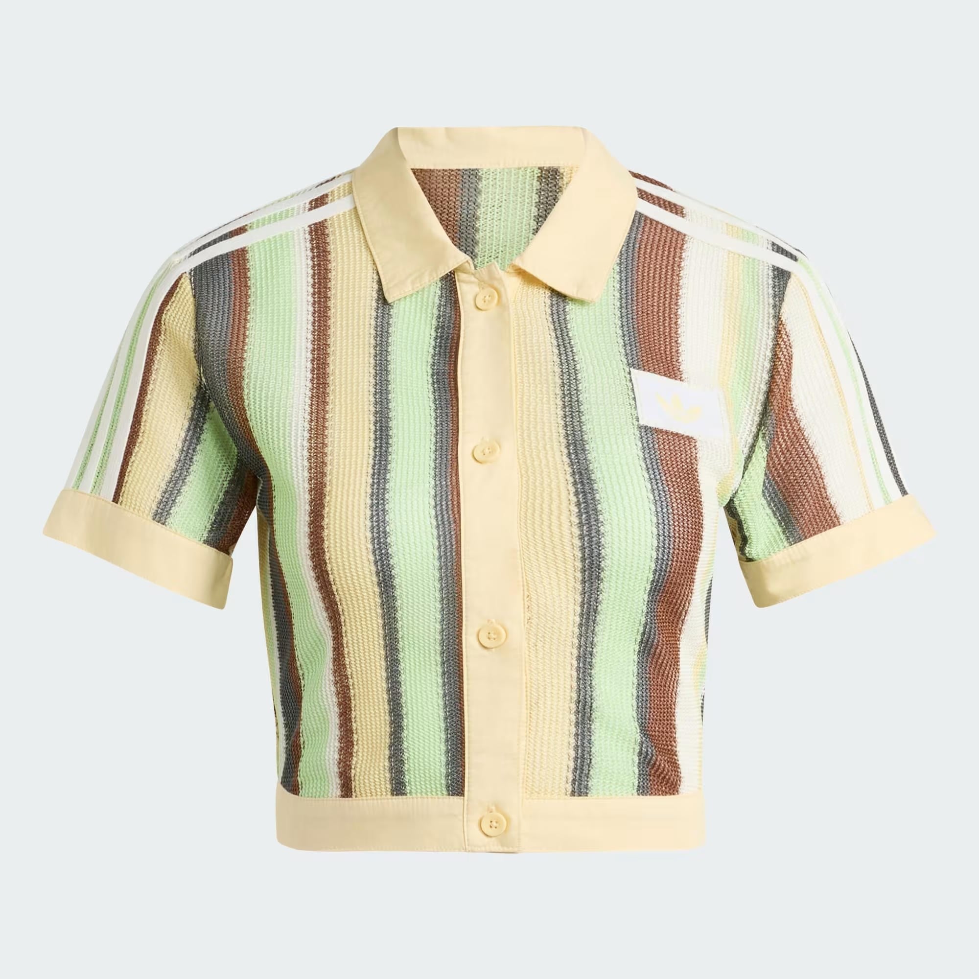 adidas Summer Glow Striped Cropped Polo Kadın Tişört