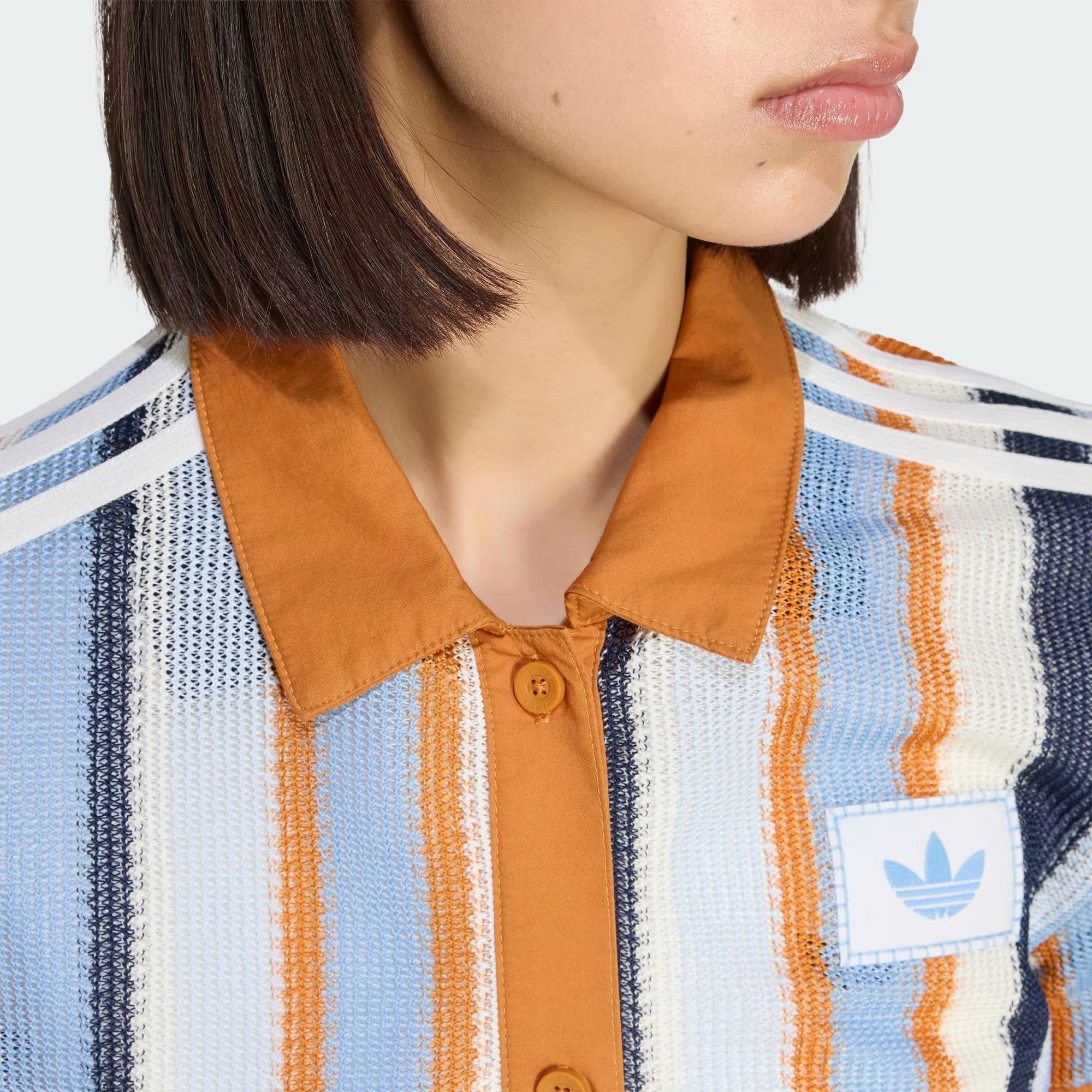 adidas Summer Glow Striped Cropped Polo Kadın Tişört